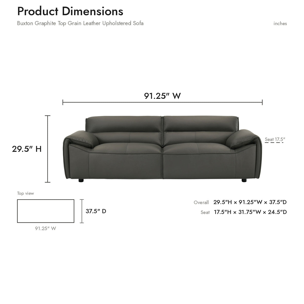Product dimensions diagram