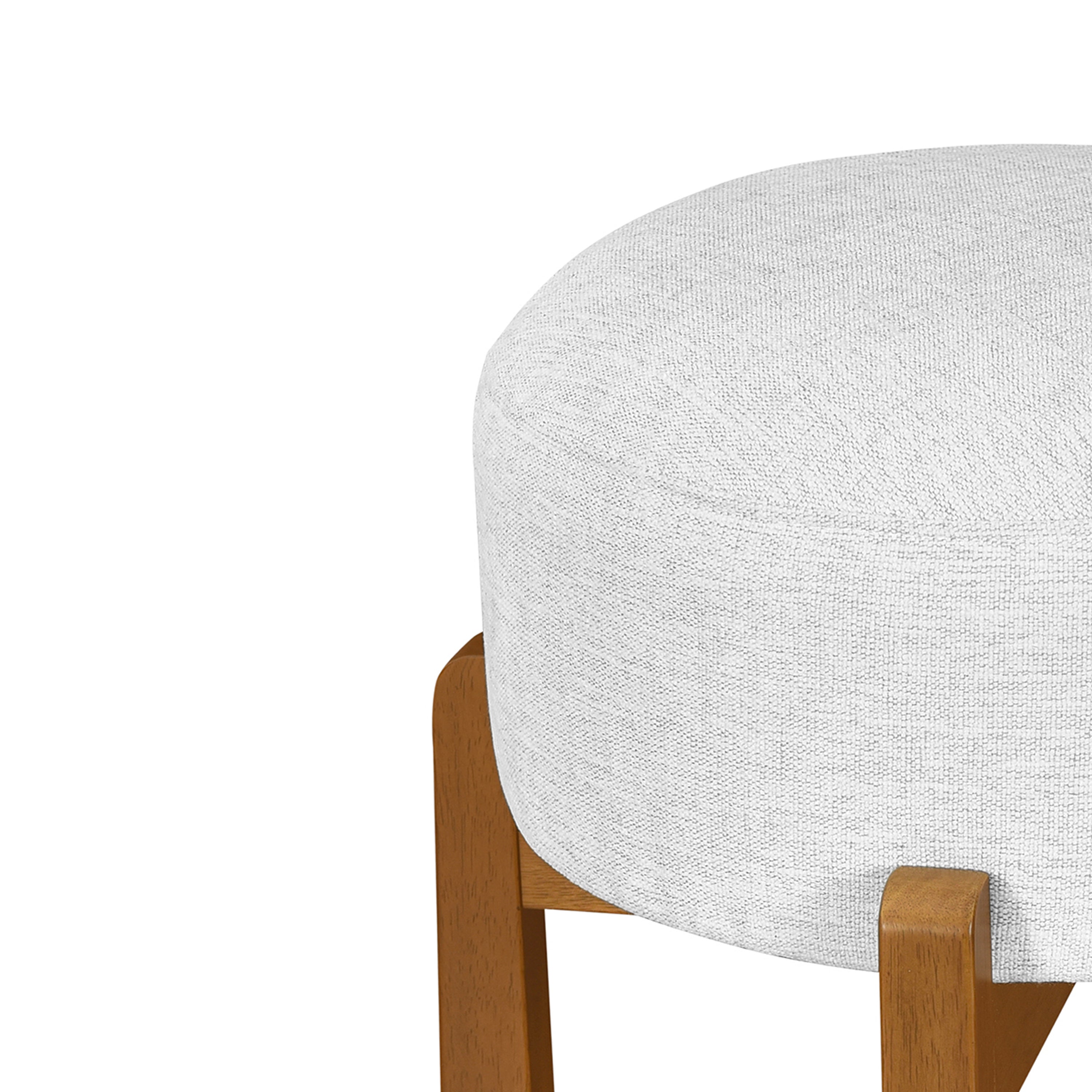 Vera Indoor Wooden Upholstered Barstool, Walnut Finish and Ivory Upholstery, Set of 2