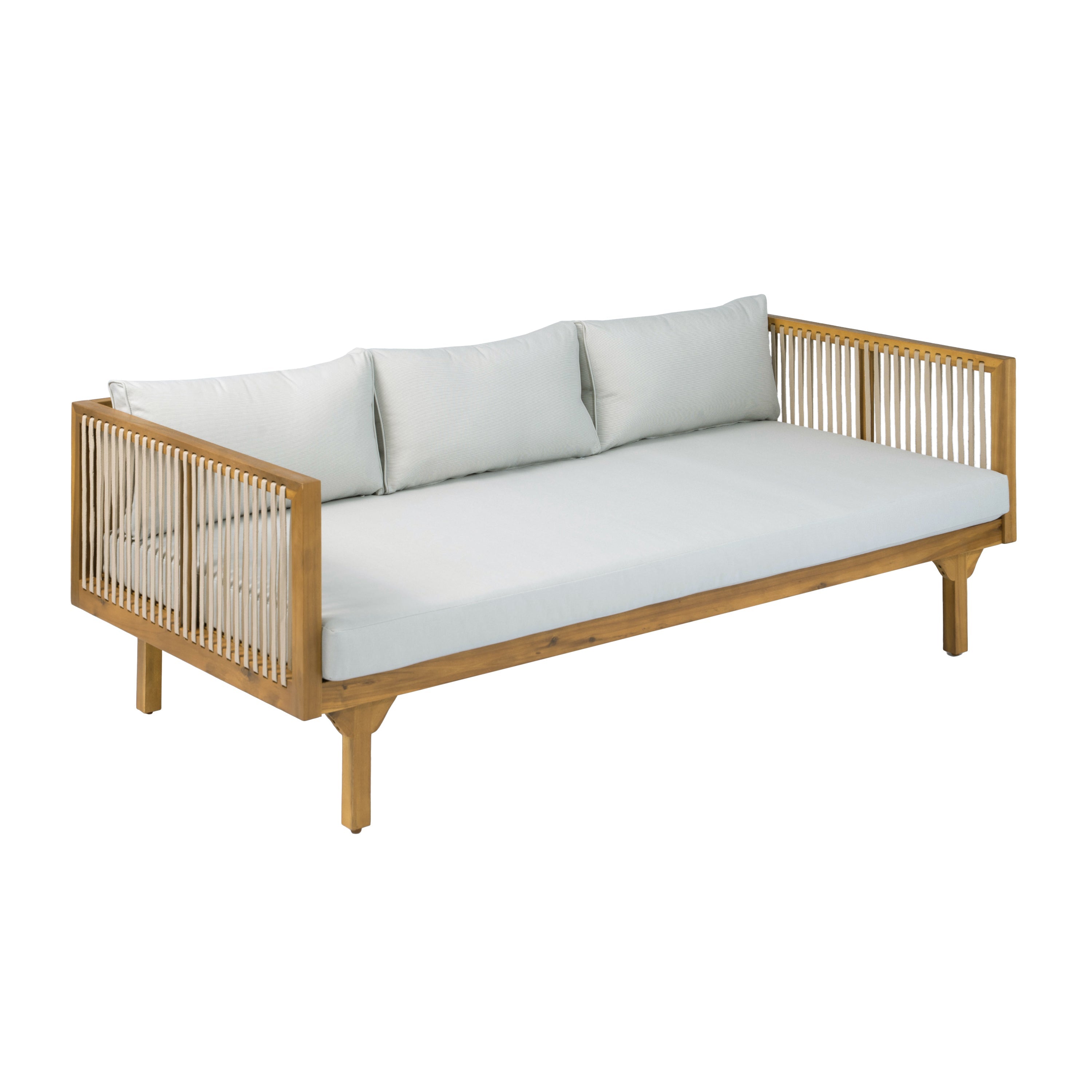 Outdoor Coffee Table Water-Resistant Cushions - Light Brown