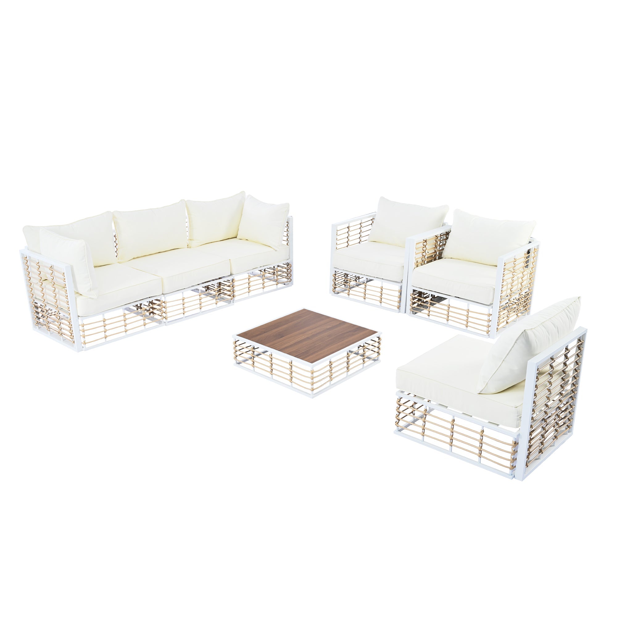Topmax Outdoor Sectional Set Cushioned Seating - White
