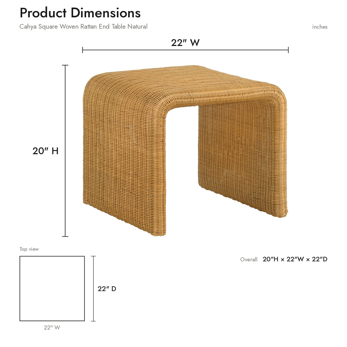 Product dimensions diagram