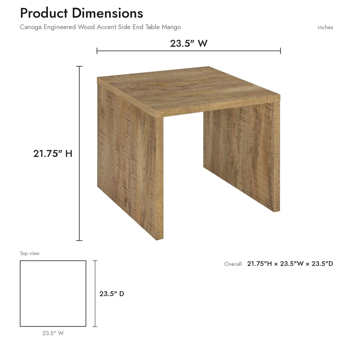 Product dimensions diagram