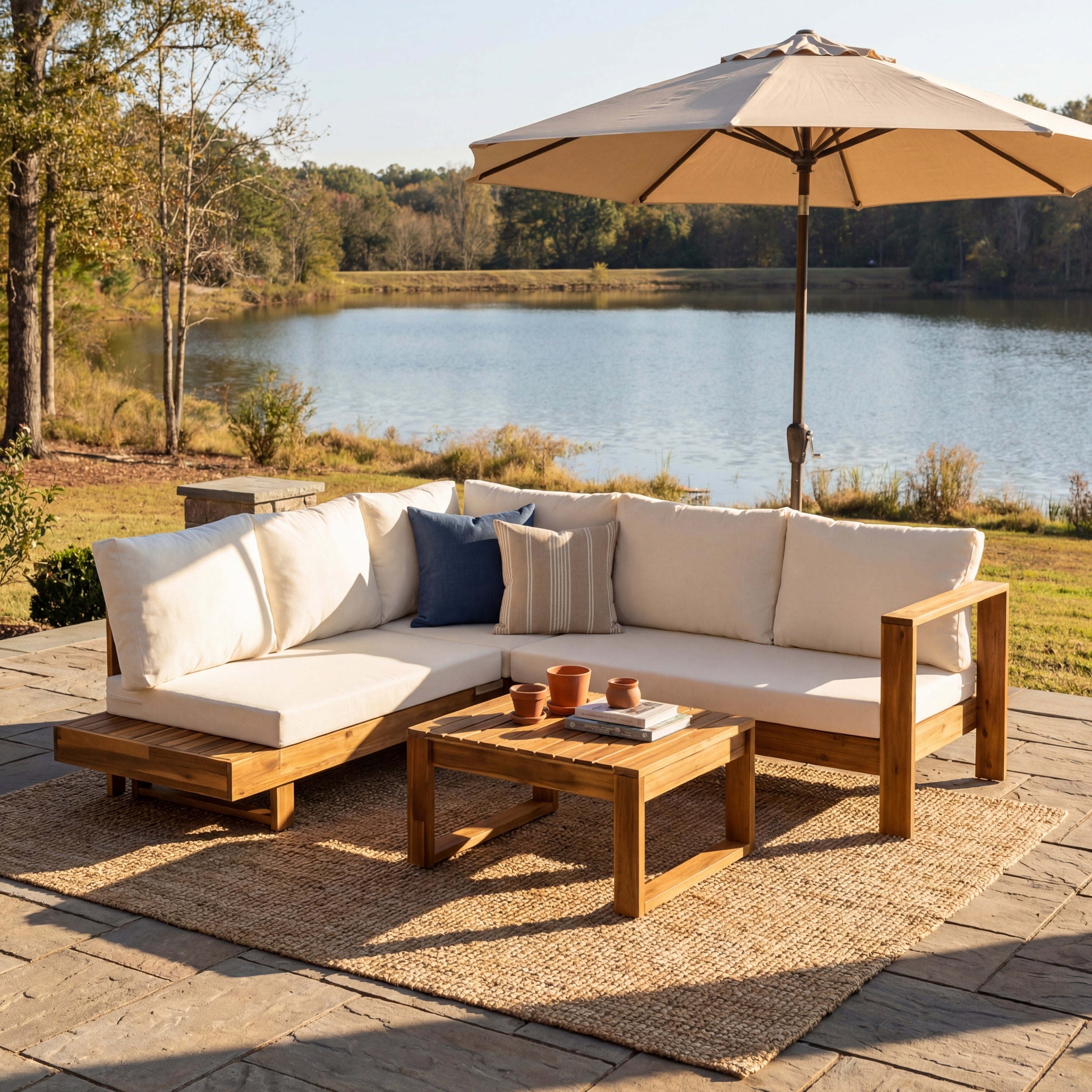 Outdoor Sectional Set Acacia Wood