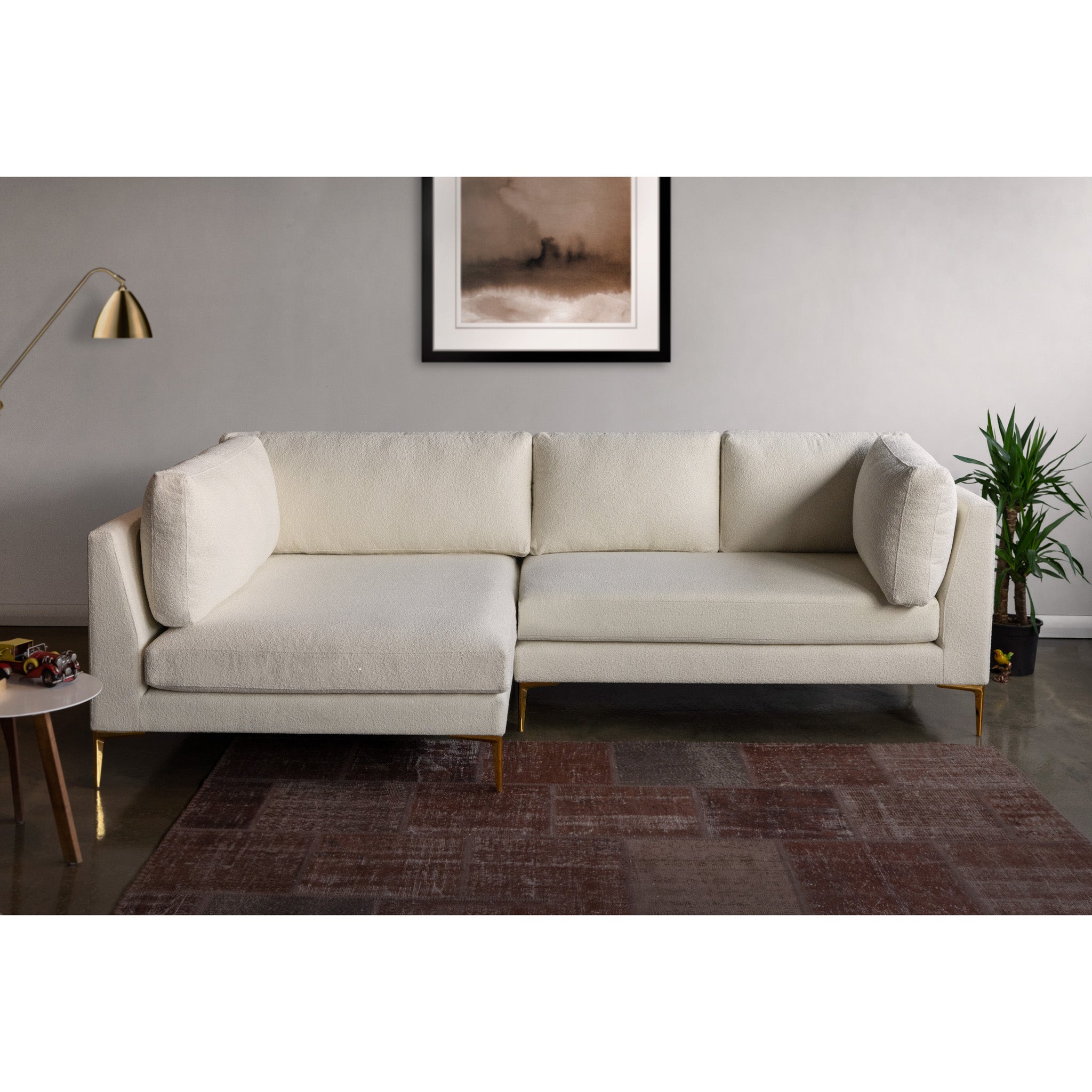 Chamberlain Beige Boucle Sectional Sofa Left Facing Chaise