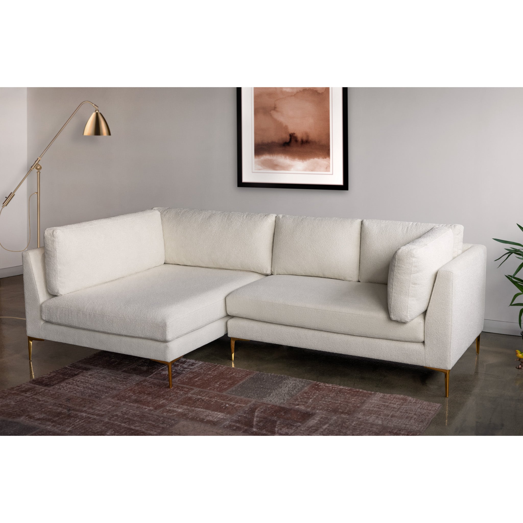 Chamberlain Beige Boucle Sectional Sofa Left Facing Chaise
