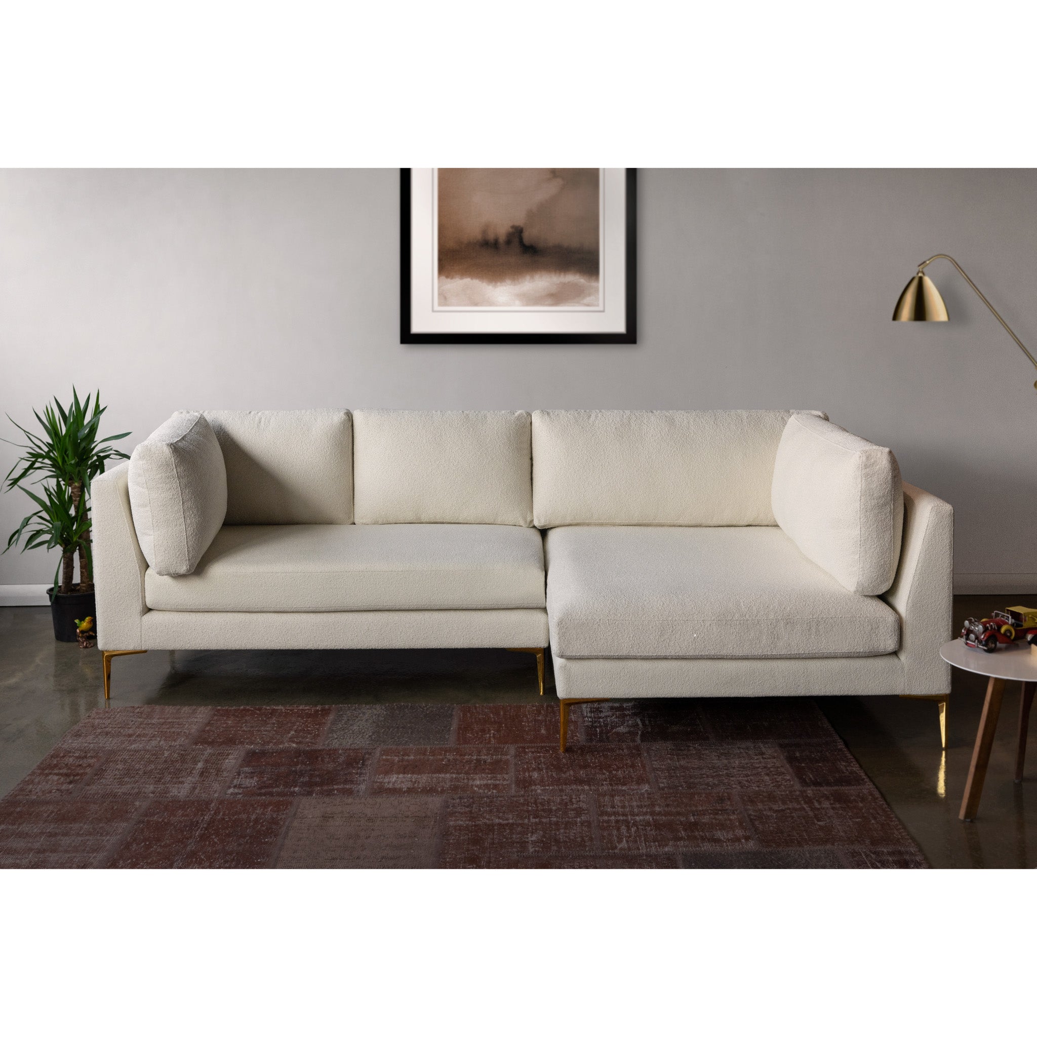 Chamberlain Beige Boucle Sectional Sofa Right Facing Chaise