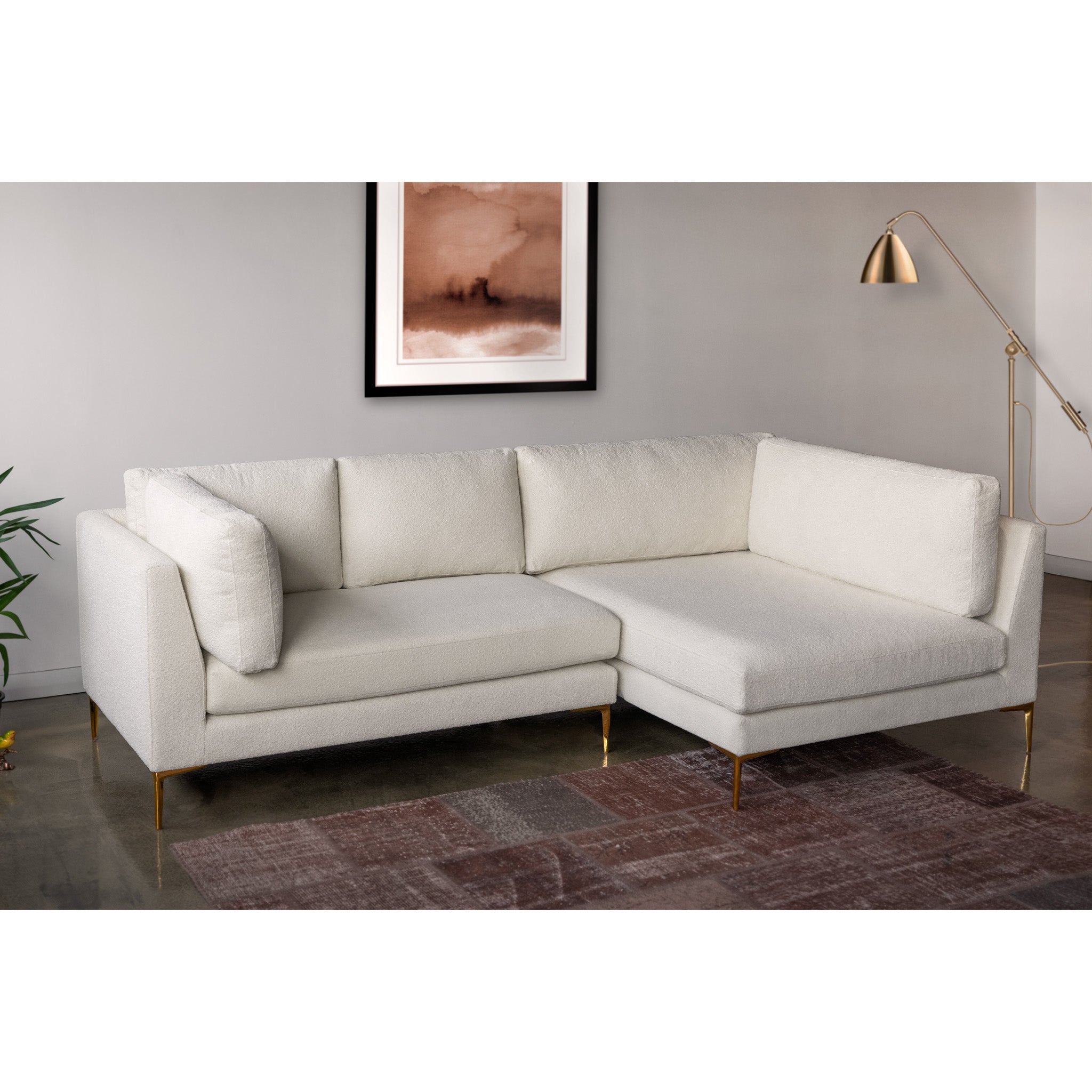 Chamberlain Beige Boucle Sectional Sofa Right Facing Chaise