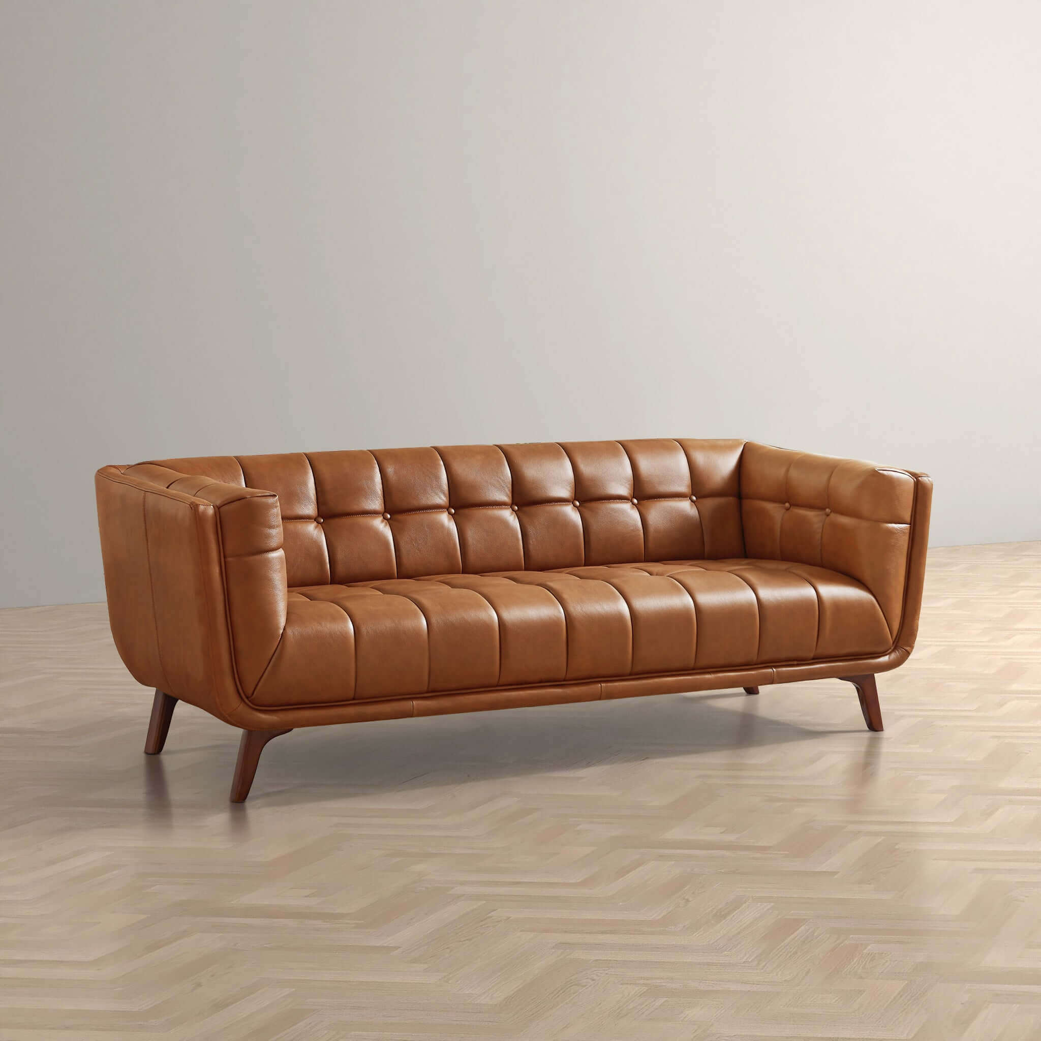 Hancock Cognac Leather Sofa 86"