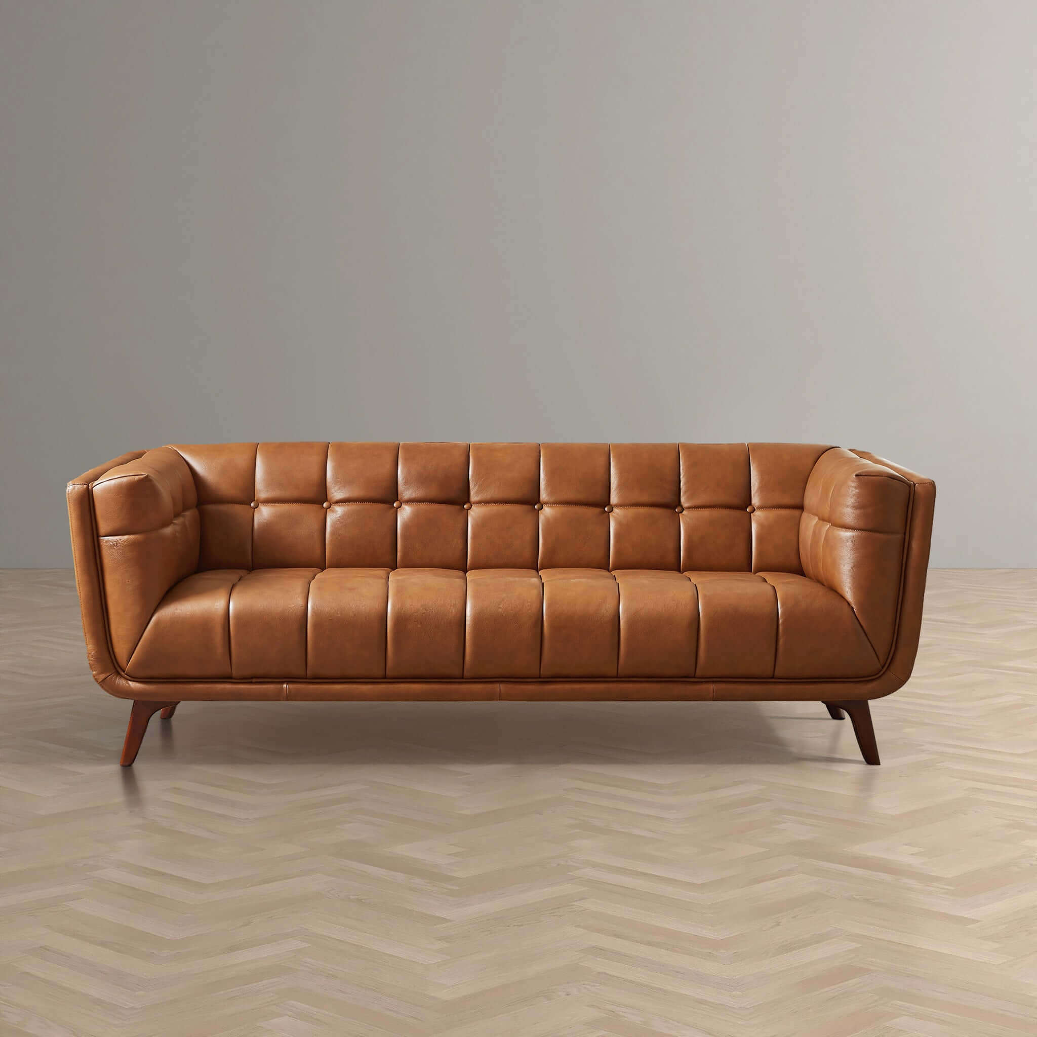 Hancock Cognac Leather Sofa 86"