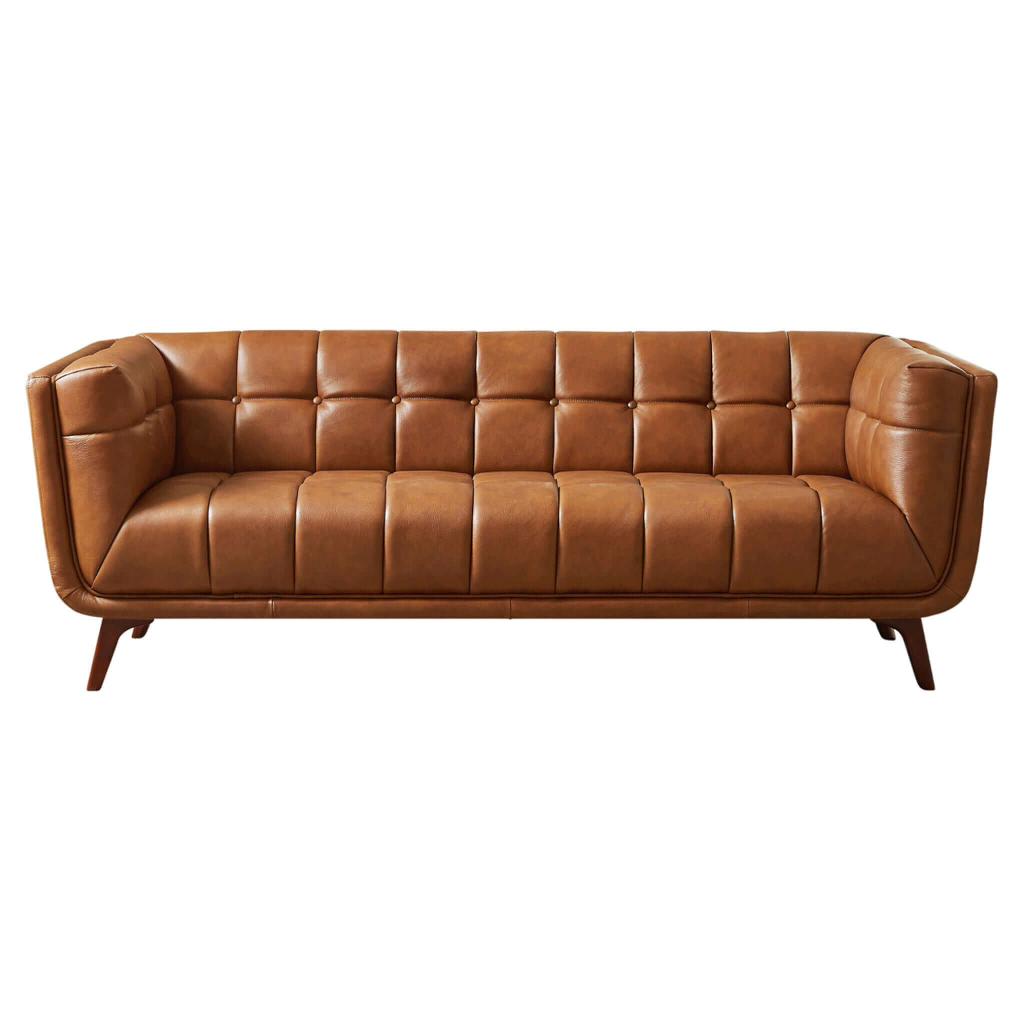 Hancock Cognac Leather Sofa 86"