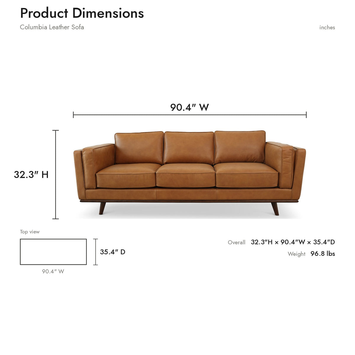 Product dimensions diagram