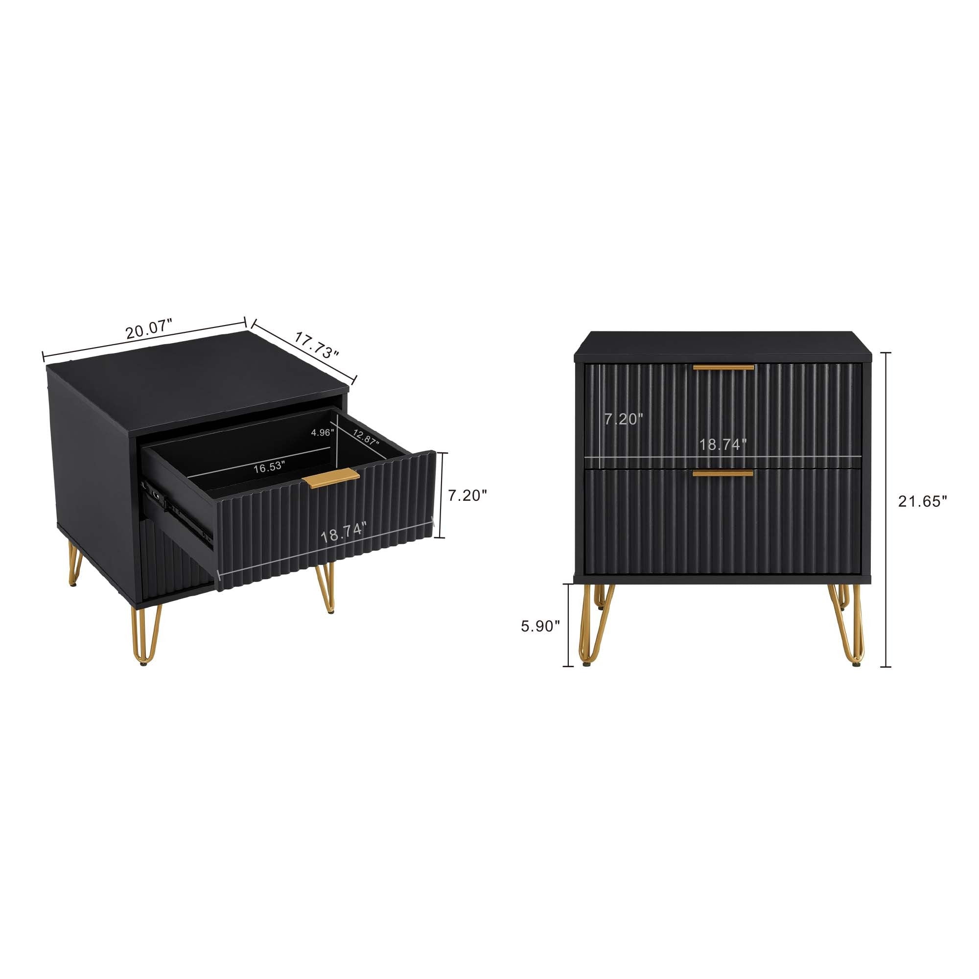 Dumbo Nightstand 2 Drawers - Black