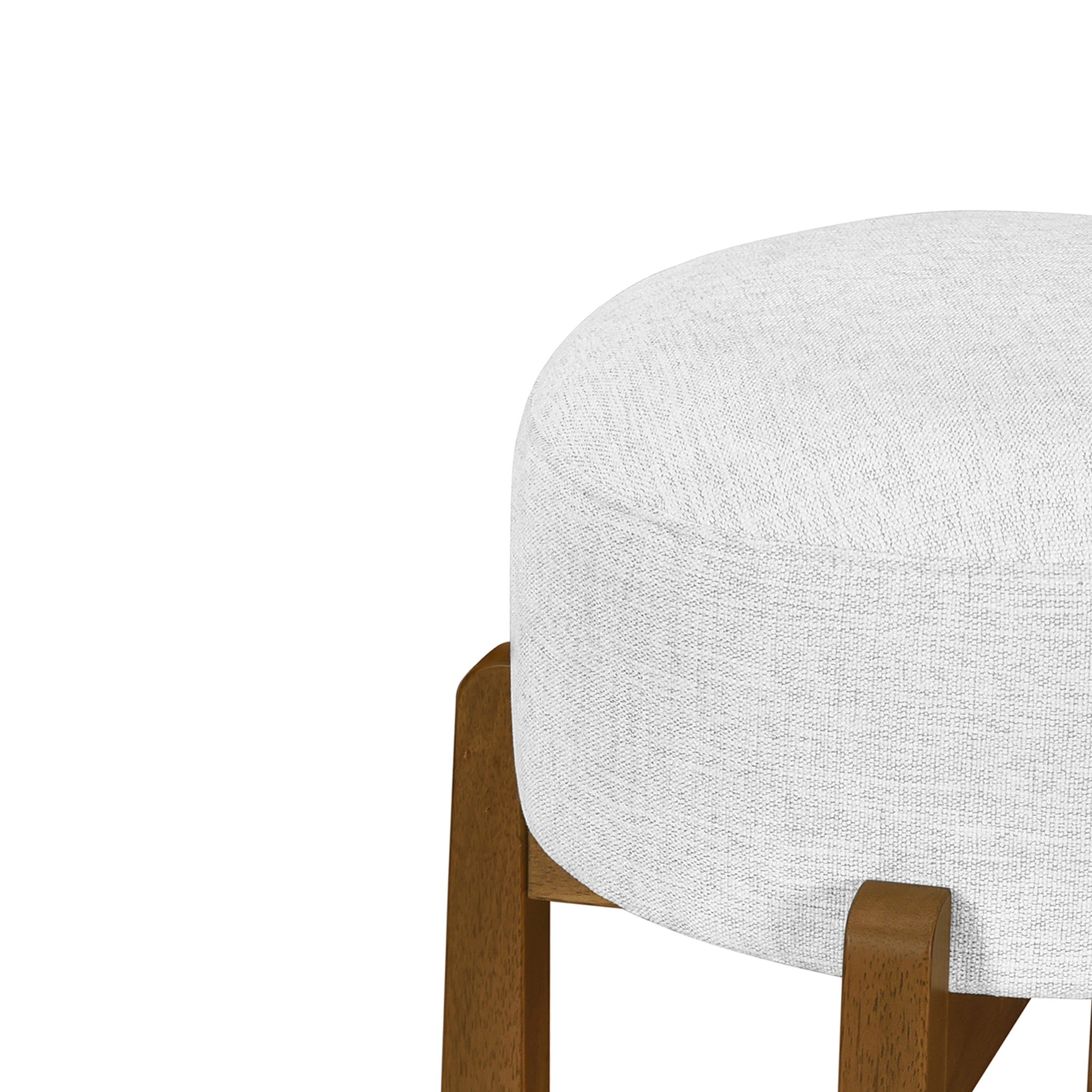 Vera Indoor Wooden Upholstered Barstool, Dark Walnut Finish and Ivory Upholstery, Set of 4