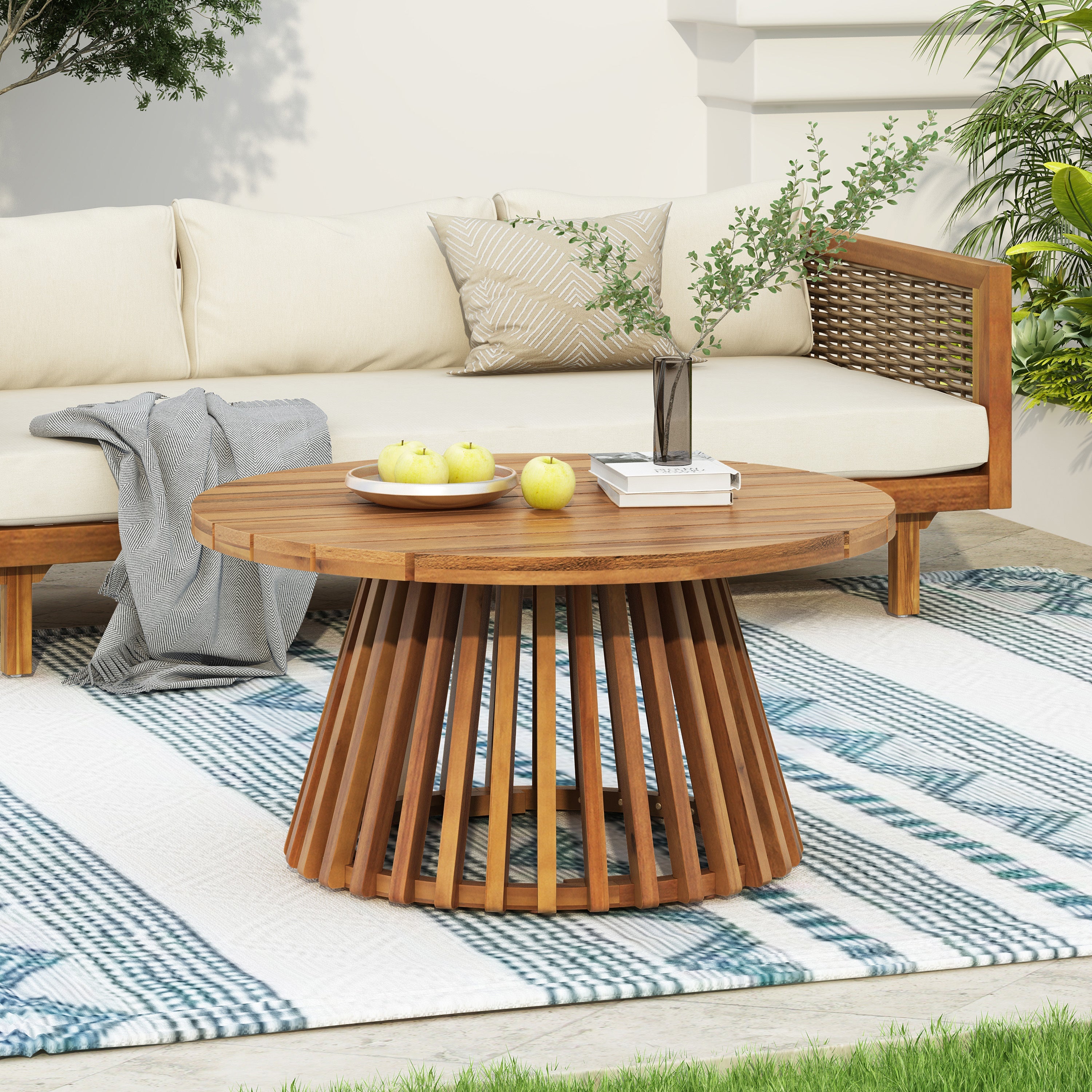 Outdoor Sectional Set Rattan Frame Deck