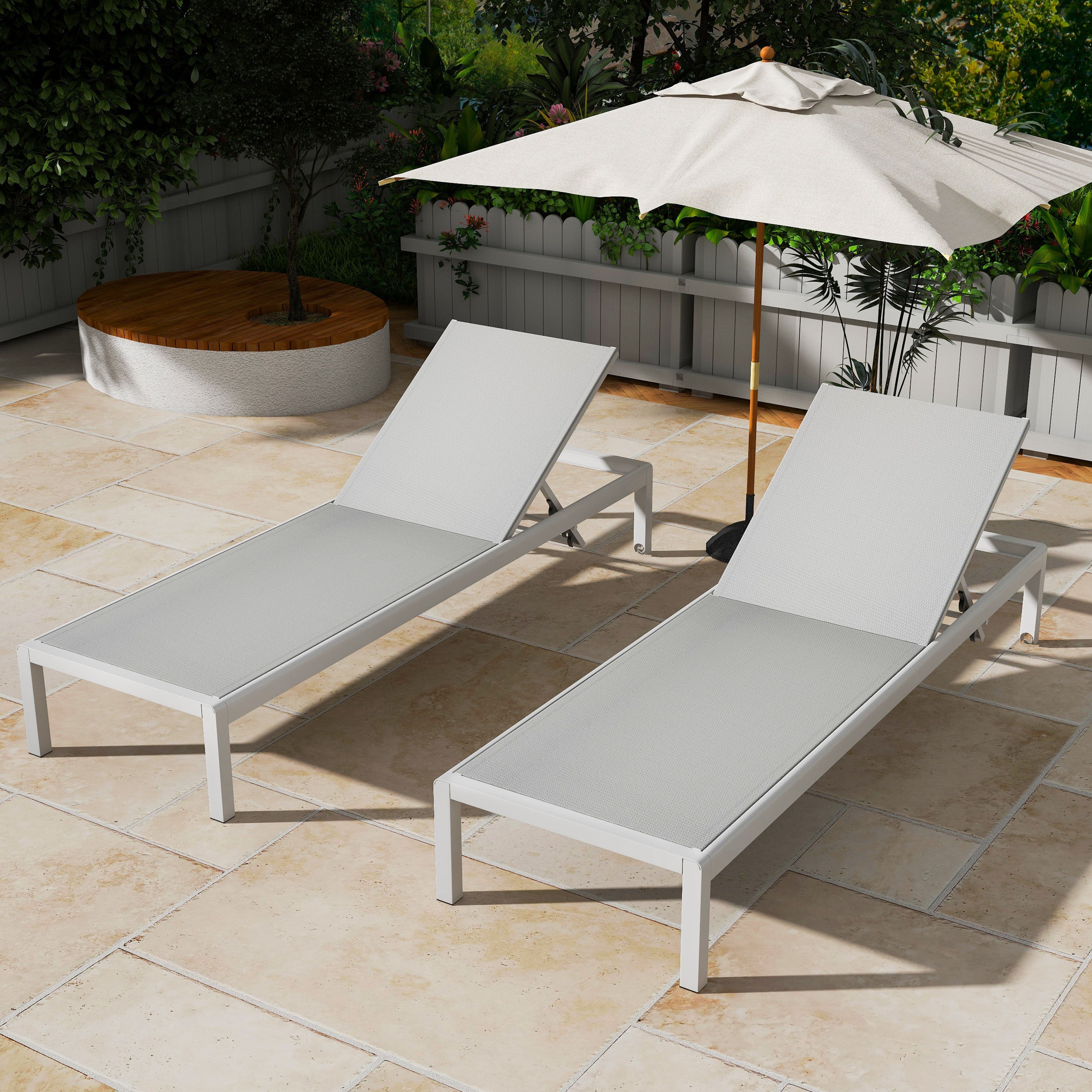 Chaise Outdoor Chaise Lounge Set Adjustable Back