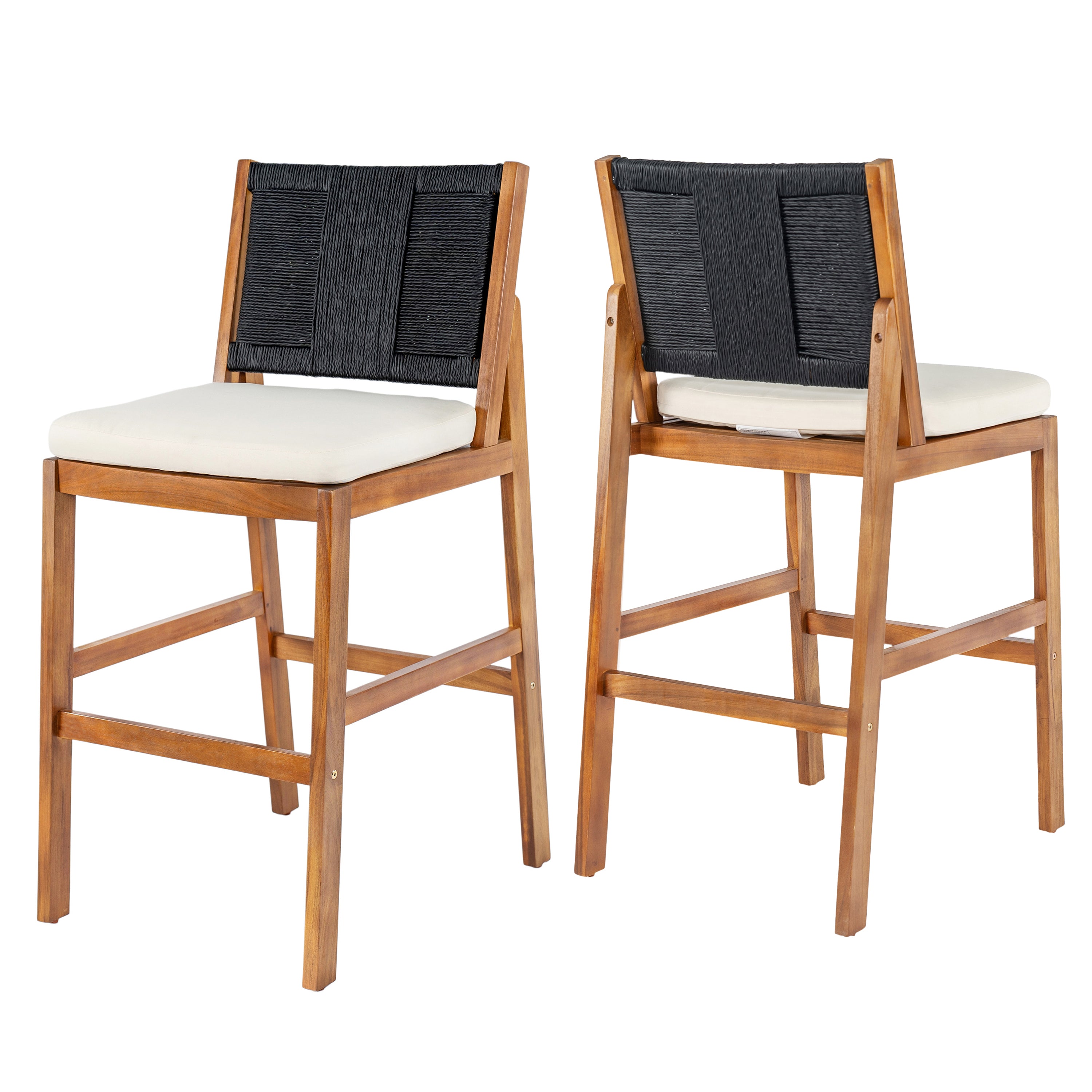 Outdoor Bar Stool Cushioned Seating - Teak