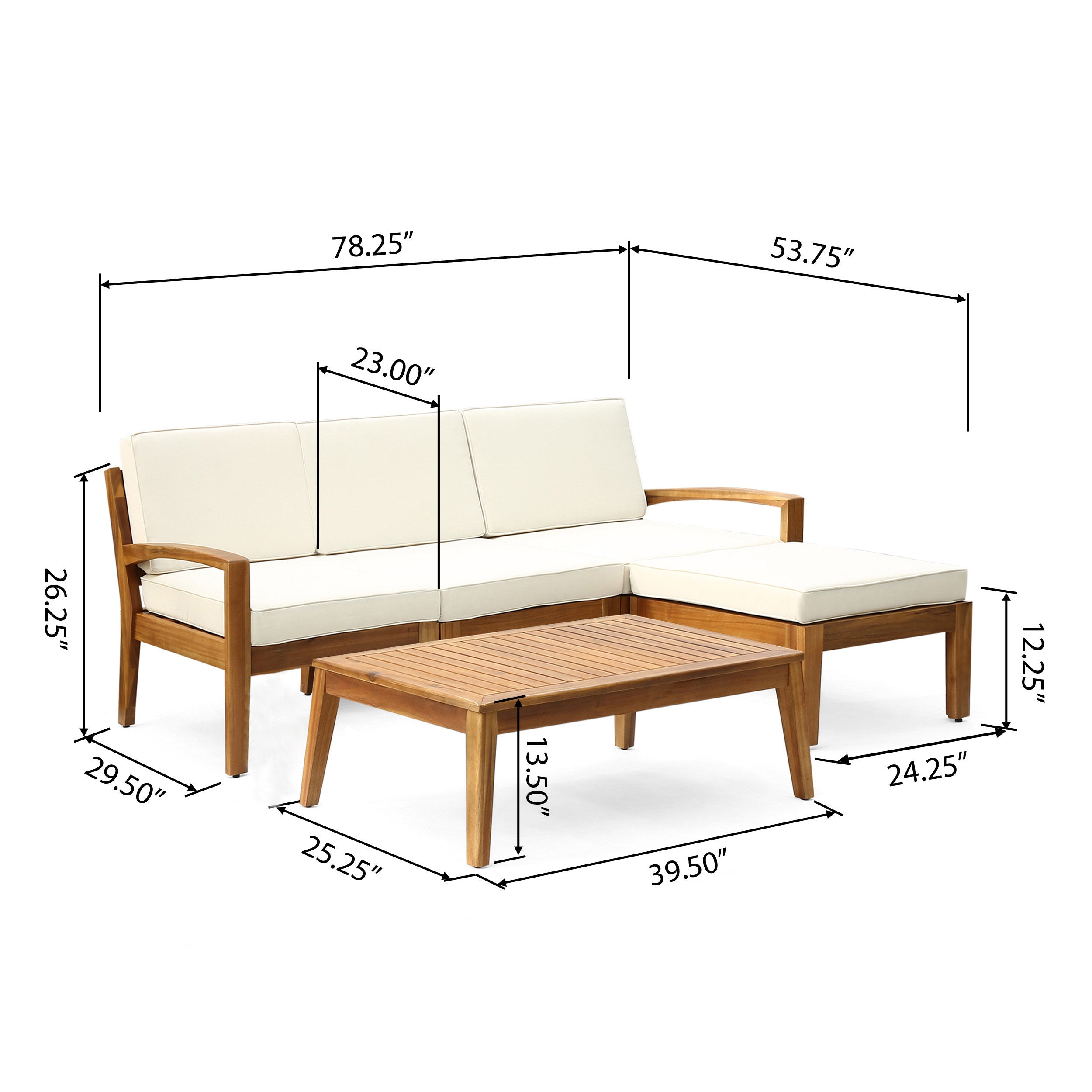 Grenada Outdoor Sectional Set Acacia Wood