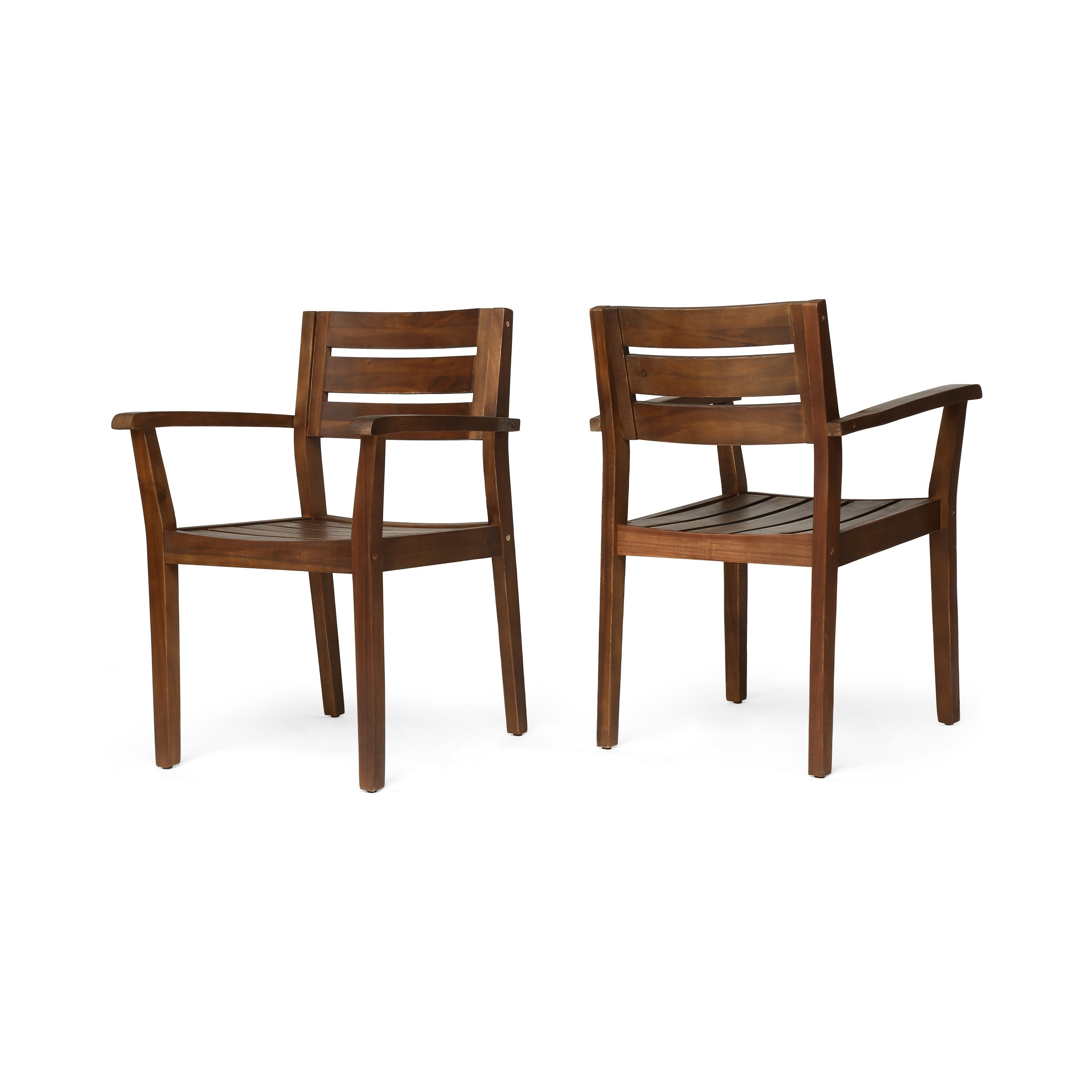 Stamford Outdoor Dining Chair Set Acacia Wood - Dark Brown