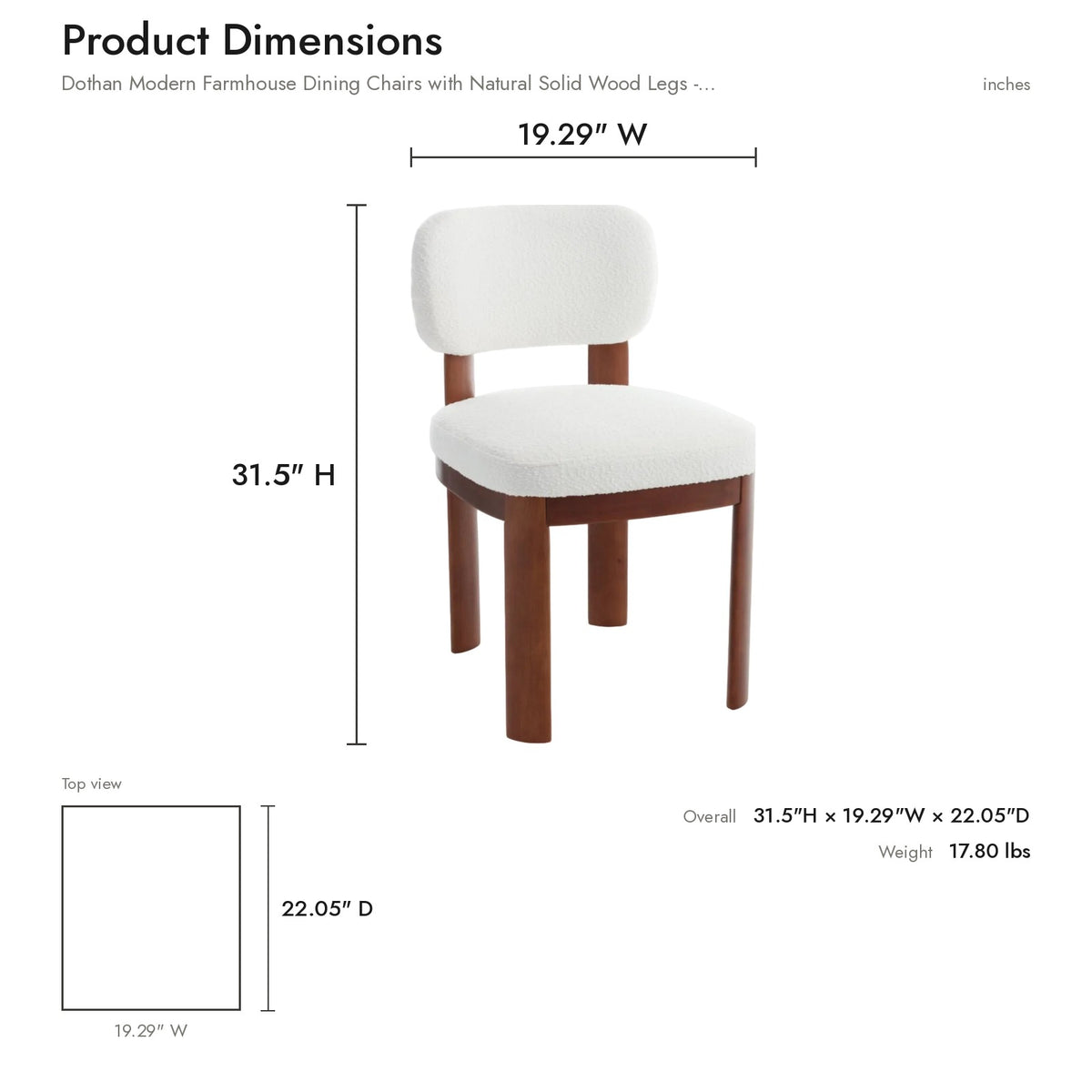 Product dimensions diagram