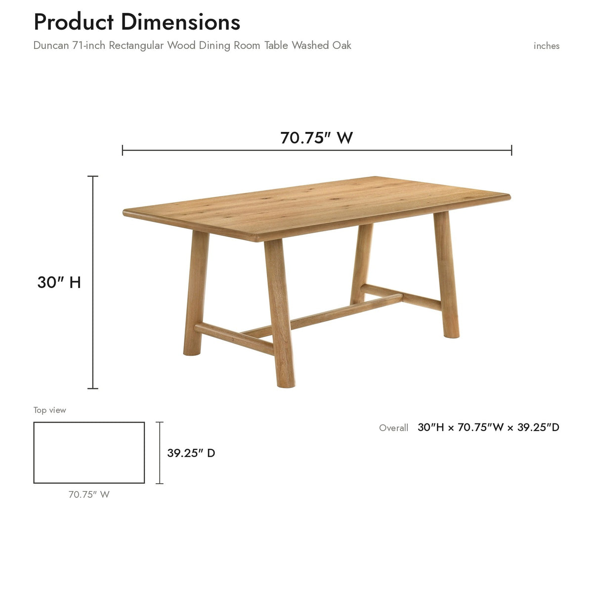 Product dimensions diagram