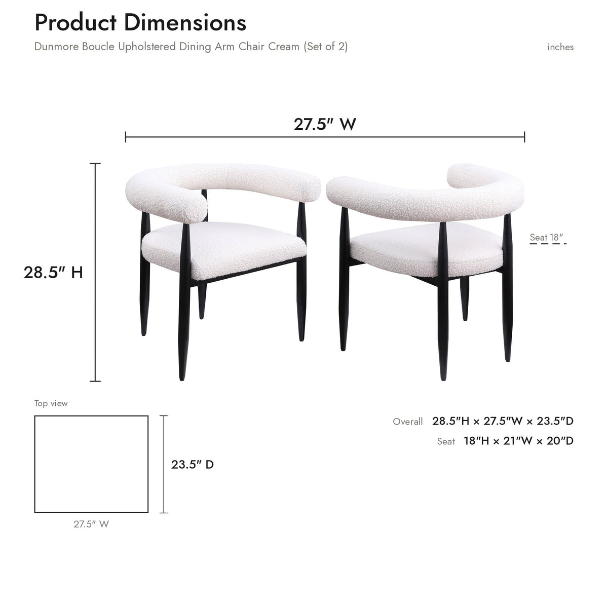 Product dimensions diagram