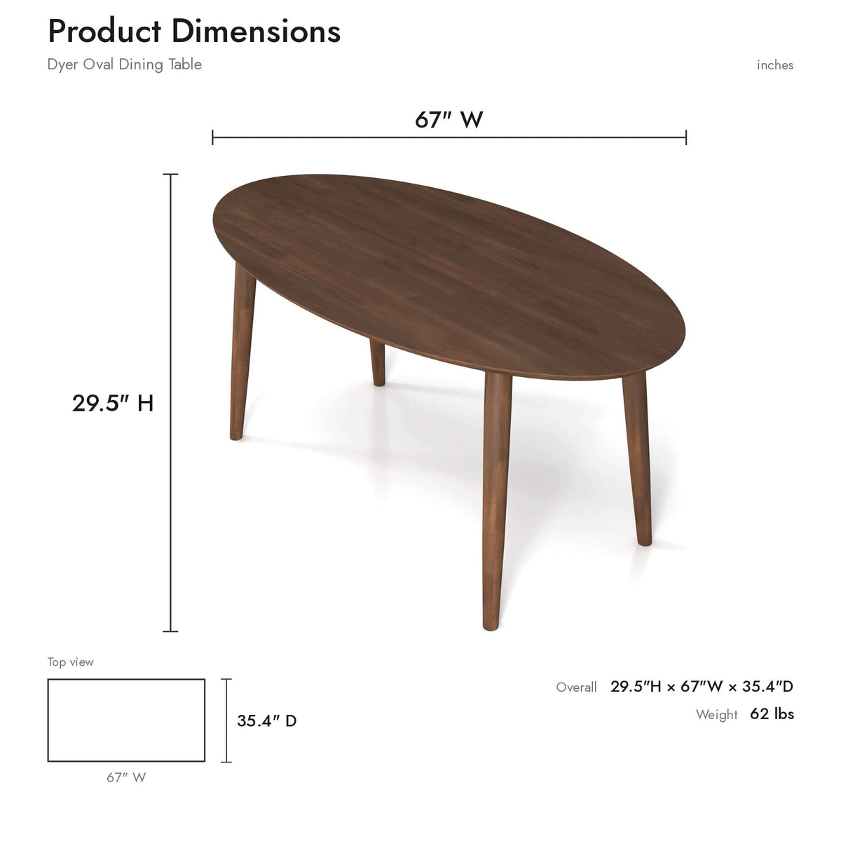 Product dimensions diagram