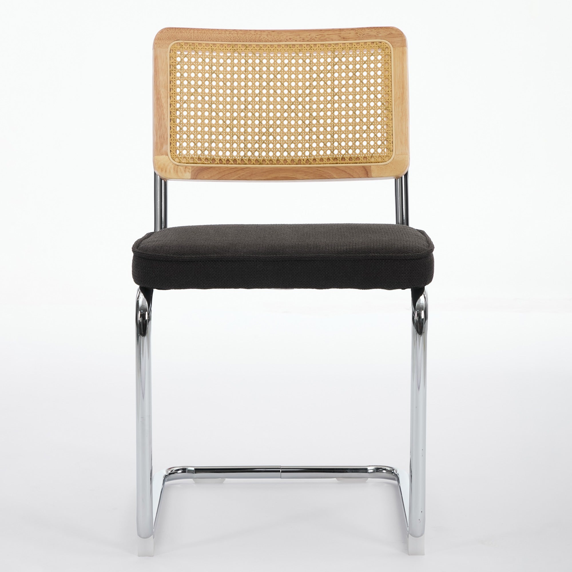 Carrollton Mid Century Modern Breuer Designed Dining Chairs with Natural Cane Back & Stainless Chrome Base - Set of 2