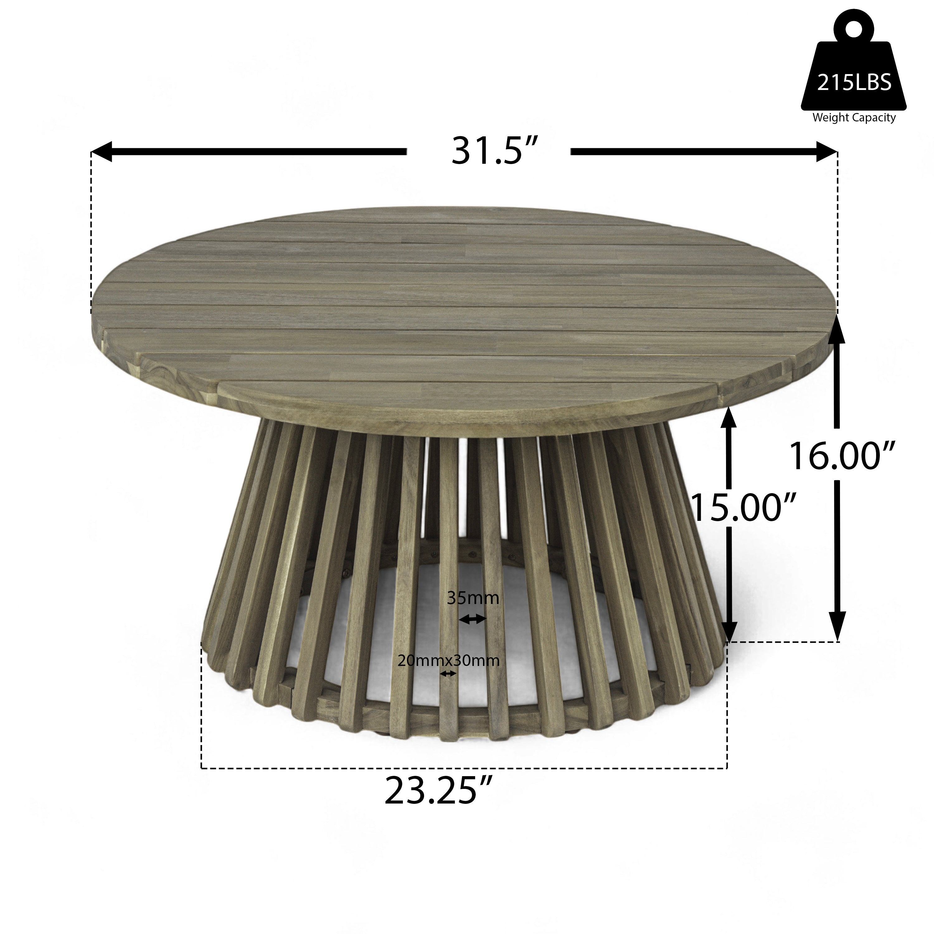 Outdoor Coffee Table Cushioned Seating - Dark Gray