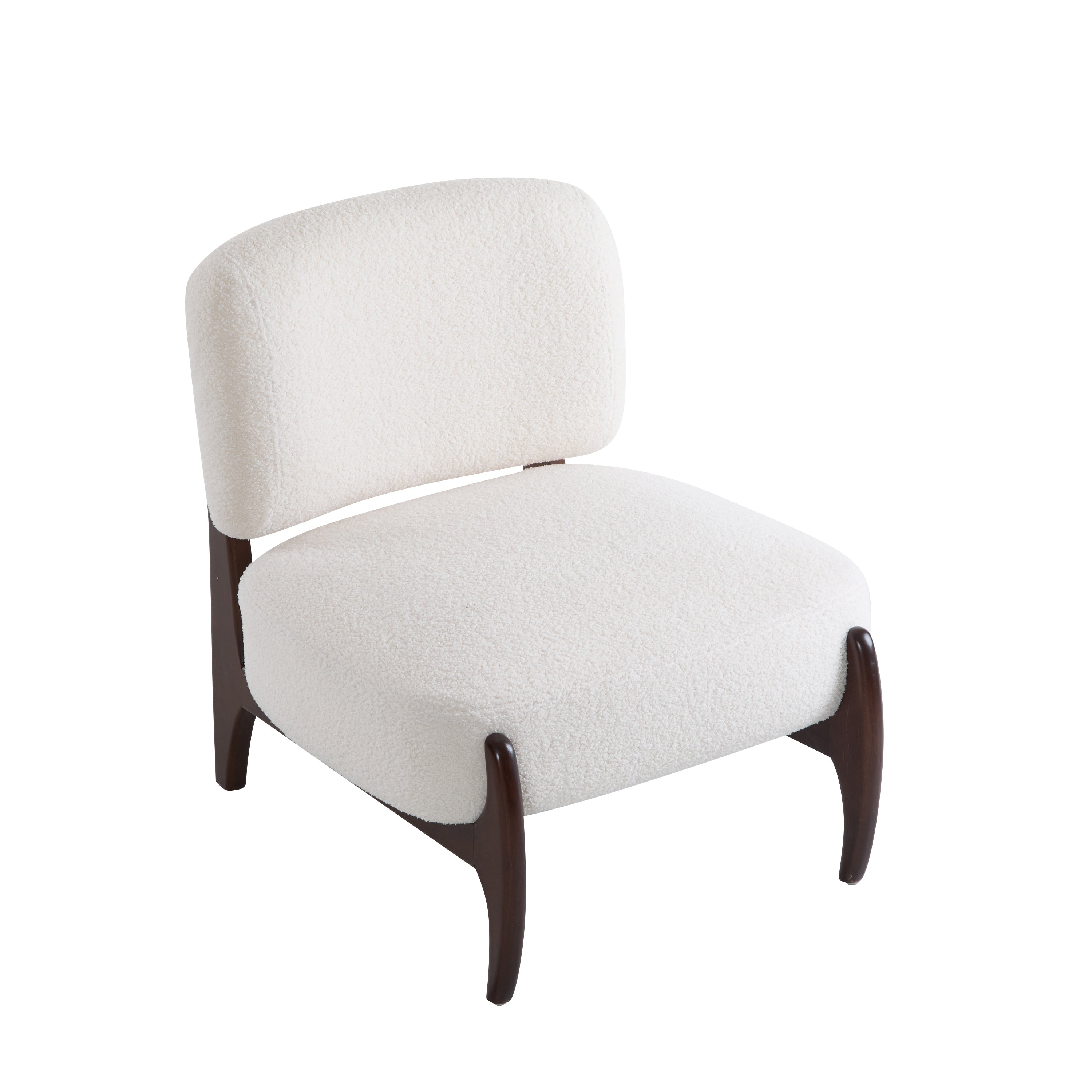 Easton Beige Modern Boucle Lounge Chair with Solid Wood Frame