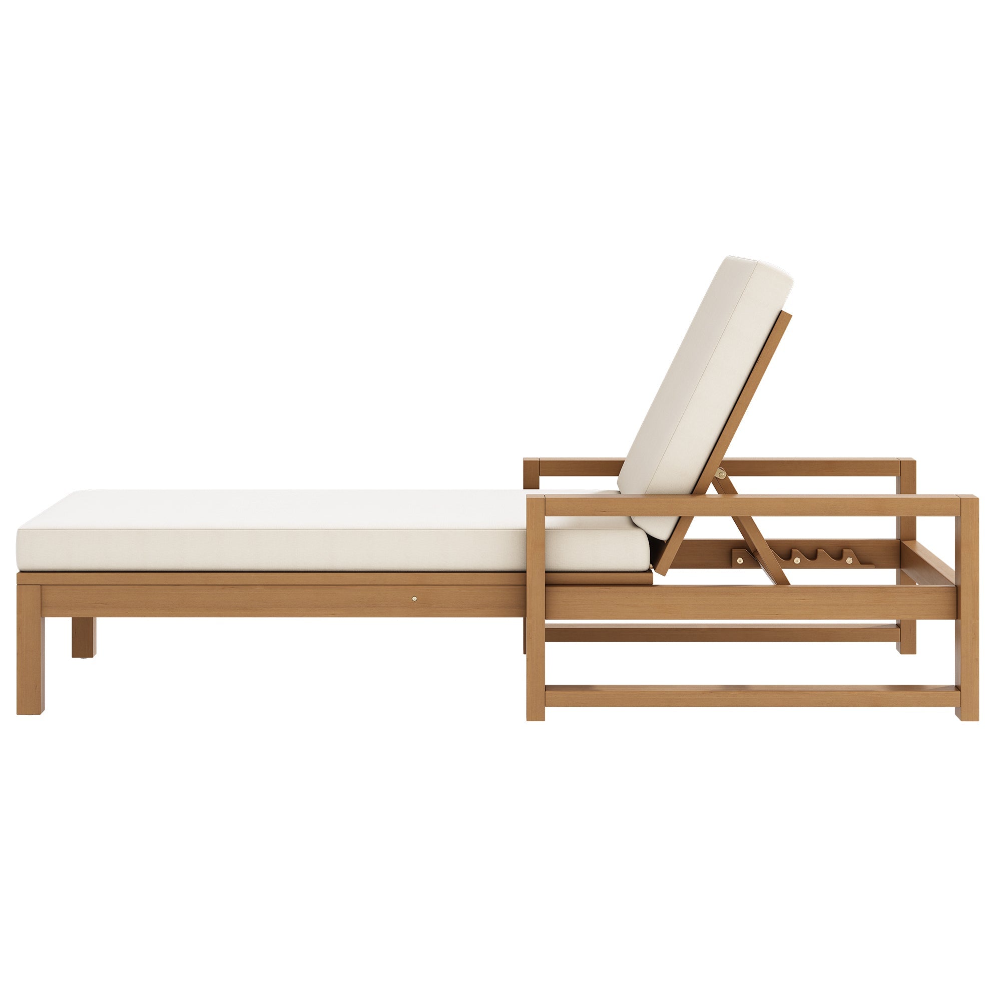 Trexm Outdoor Chaise Lounge Adjustable Back - Light Teak