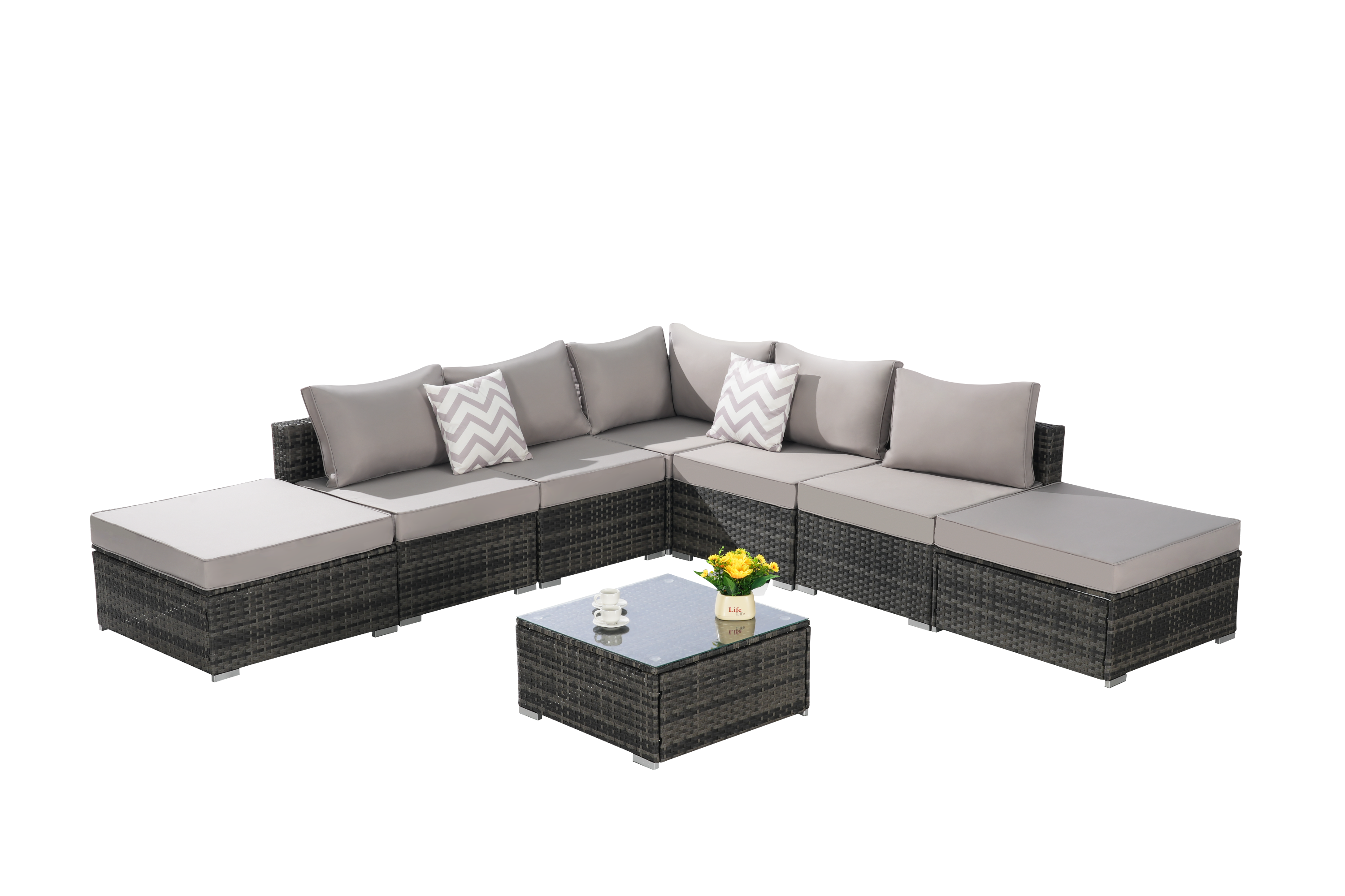Outdoor Sectional Set Cushioned Seating
