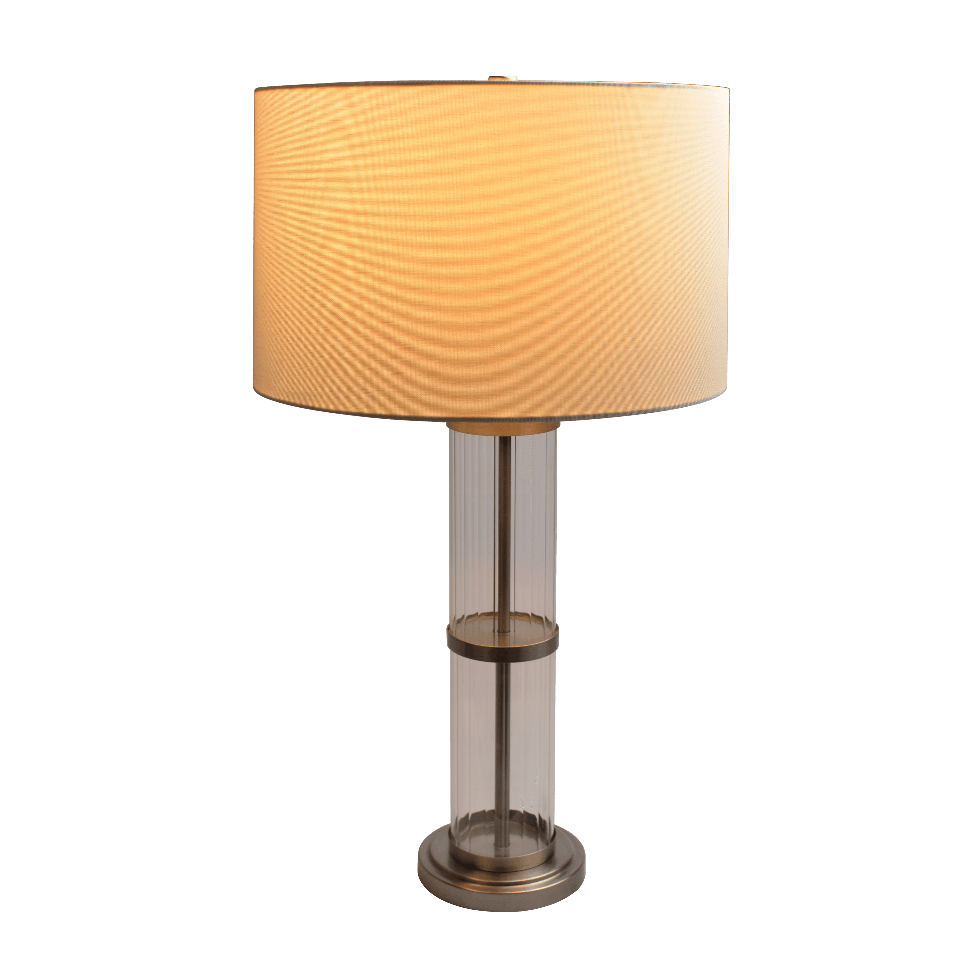 Tabby Brushed Nickel Table Lamp with On/Off Switch Clear Glass Body Metal Base