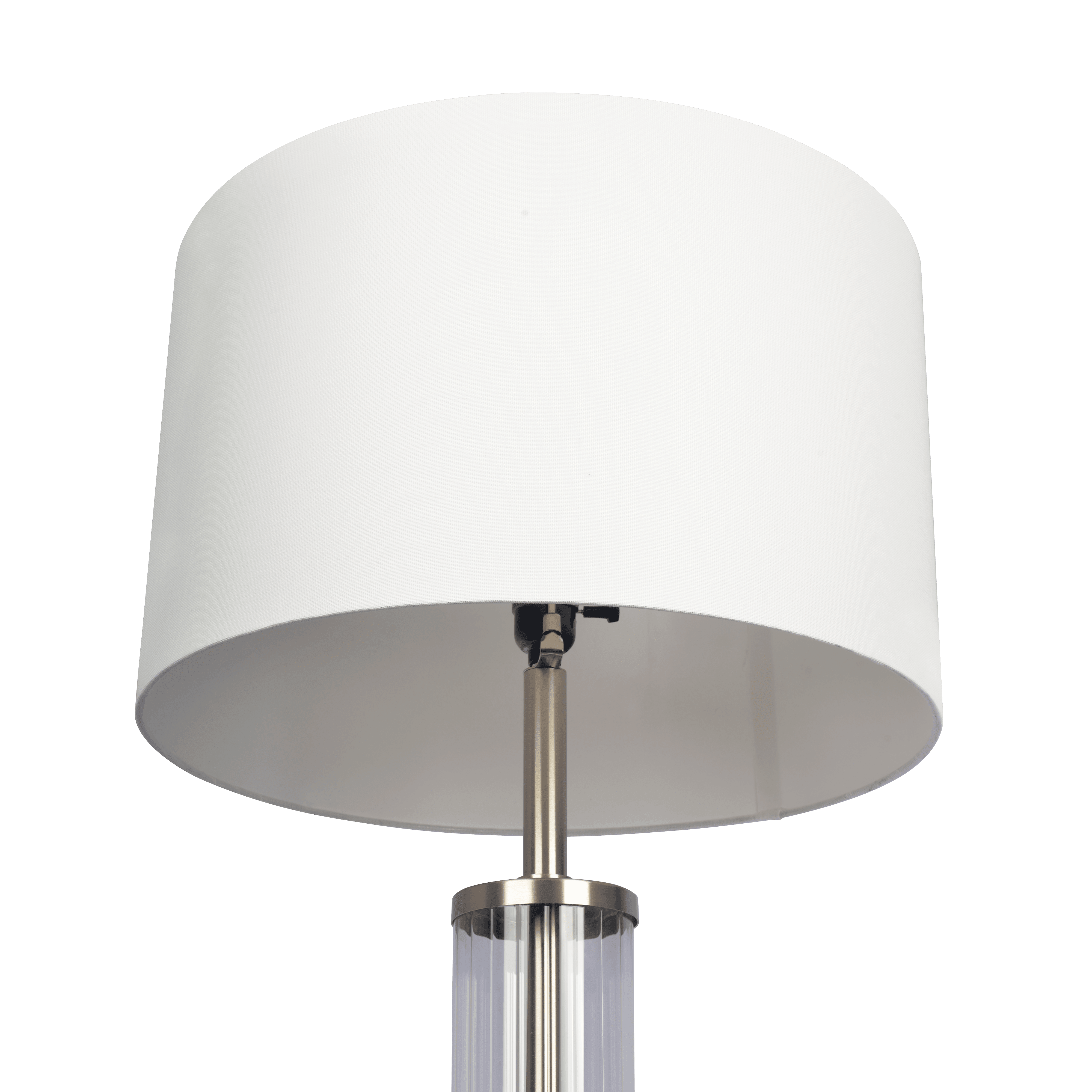 Tabby Brushed Nickel Table Lamp with On/Off Switch Clear Glass Body Metal Base