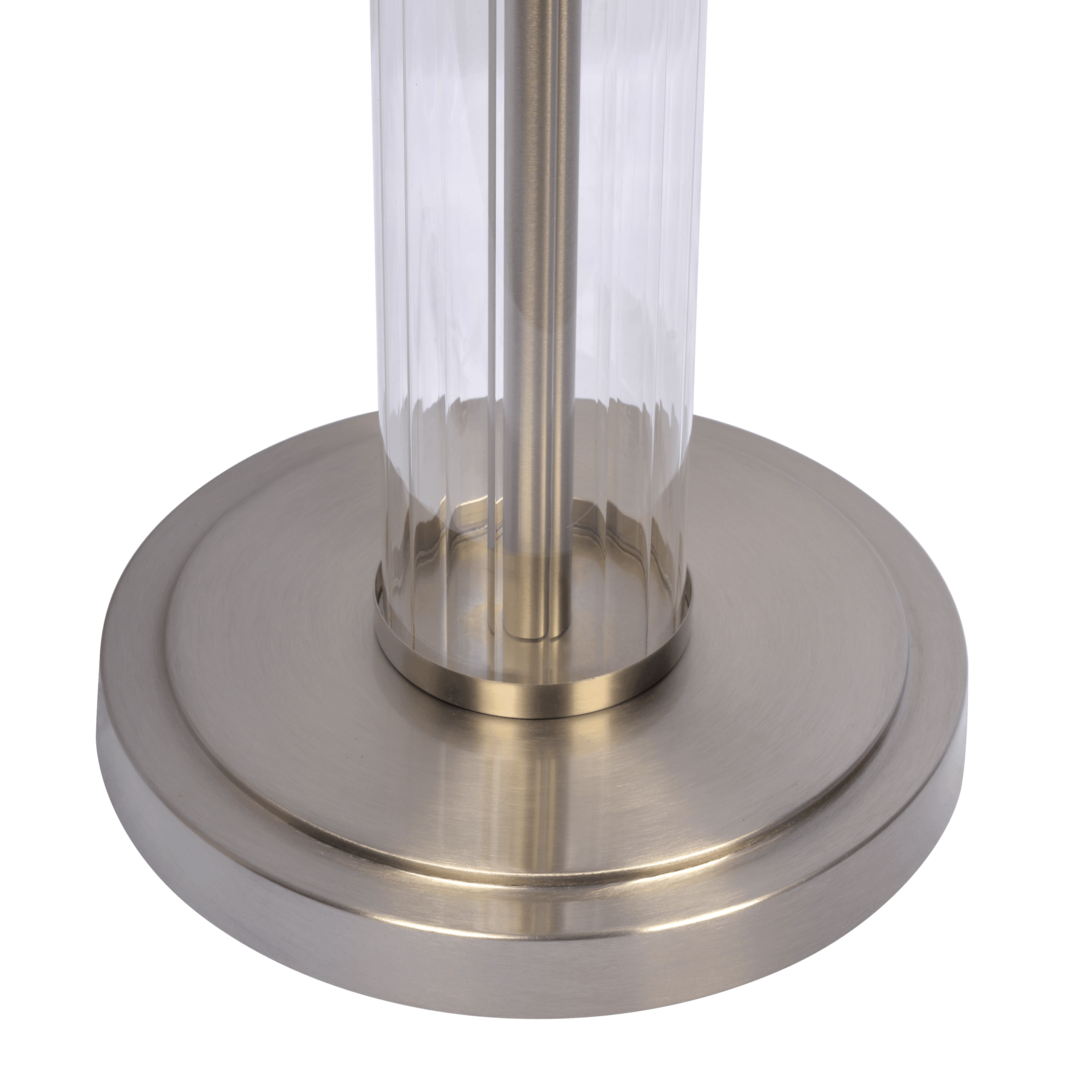 Tabby Brushed Nickel Table Lamp with On/Off Switch Clear Glass Body Metal Base