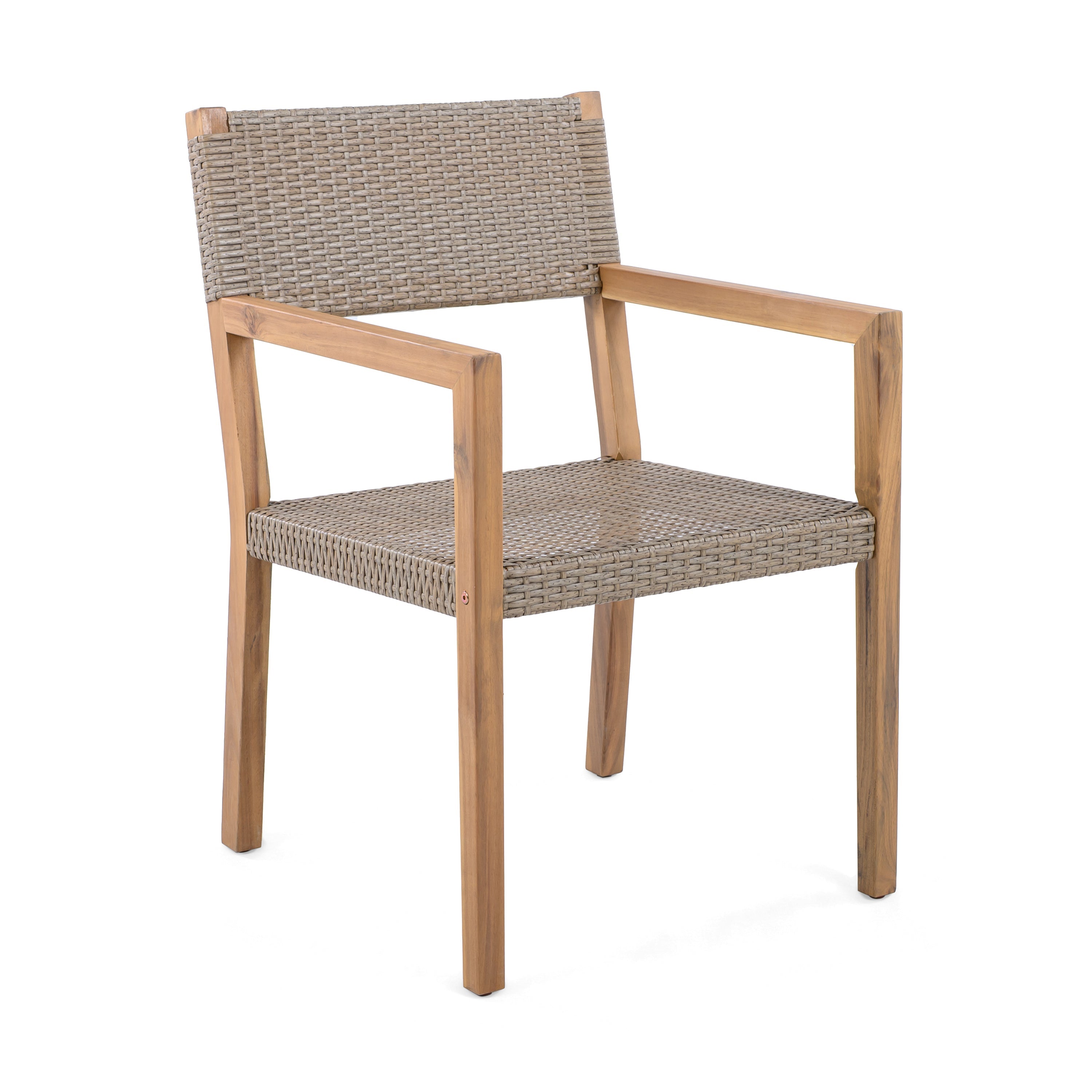 Outdoor Dining Chair Set Rattan Frame - Light Brown