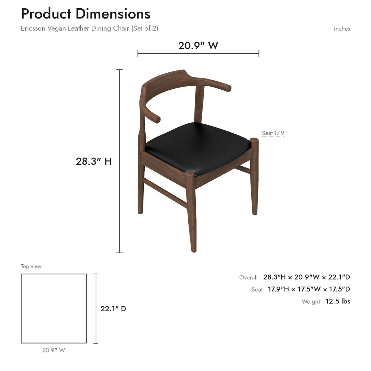 Product dimensions diagram
