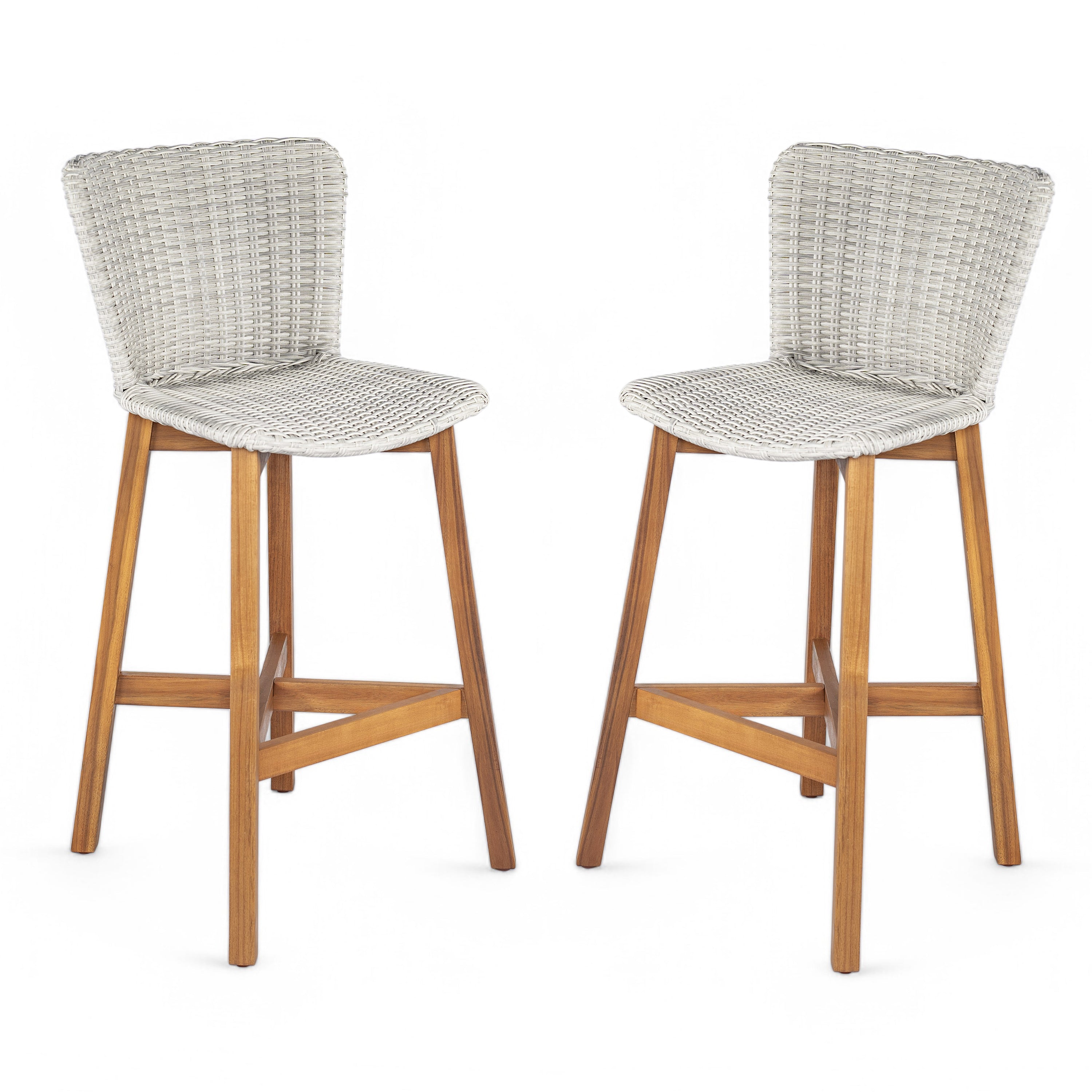 Lymington Outdoor Bar Stool Set Rattan Frame - Light Gray