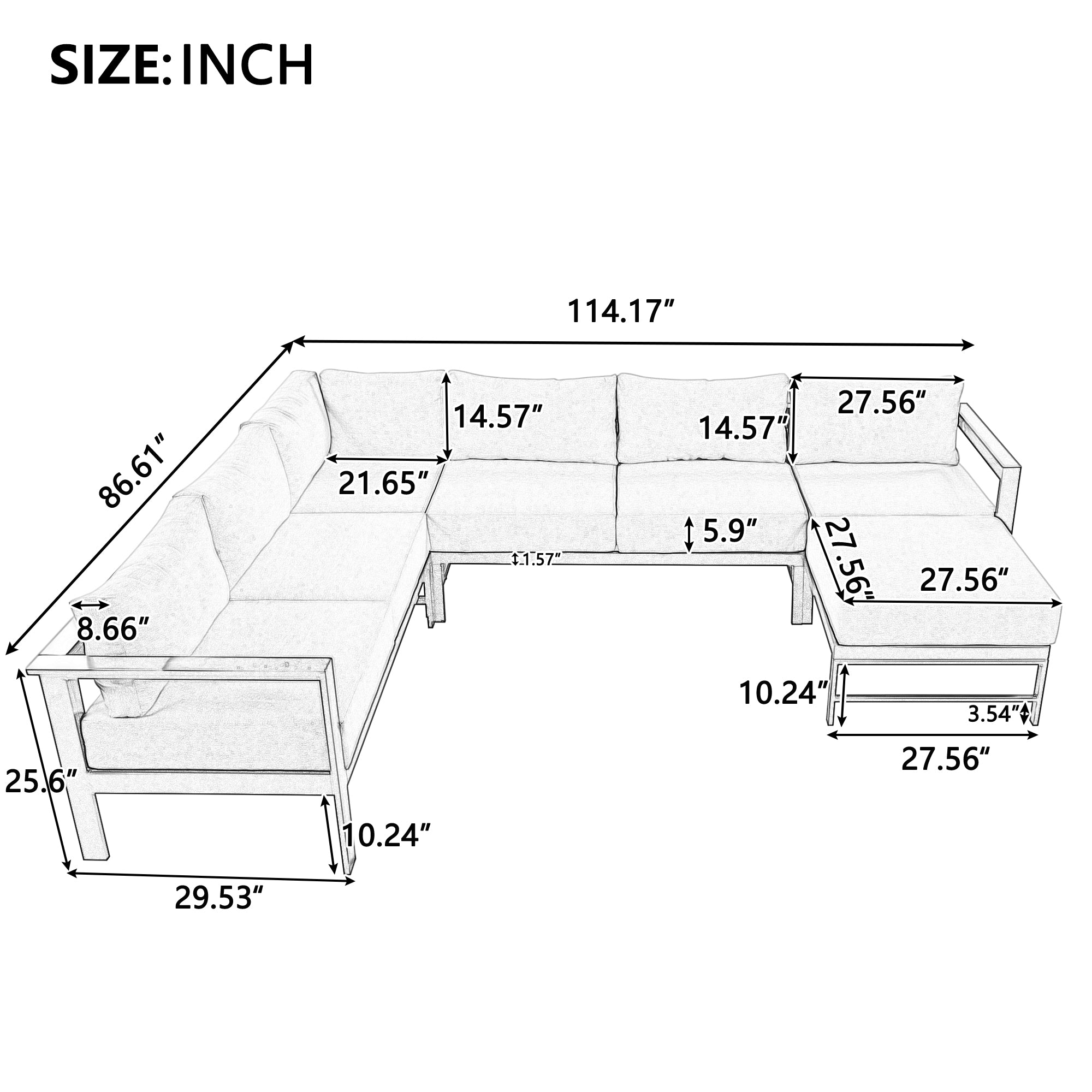 U-Style Outdoor U-Shaped Sectional Cushioned Seating