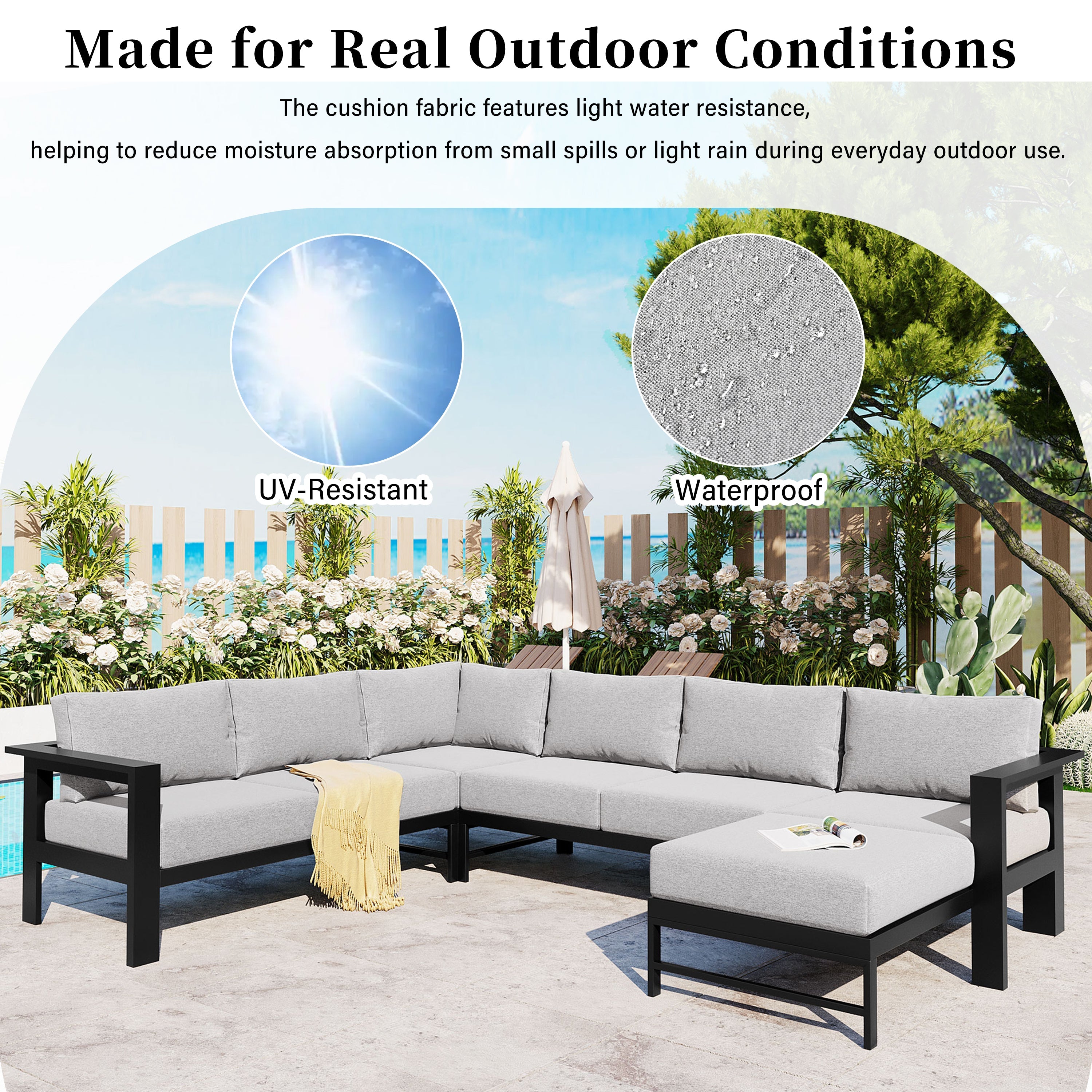 U-Style Outdoor U-Shaped Sectional Cushioned Seating