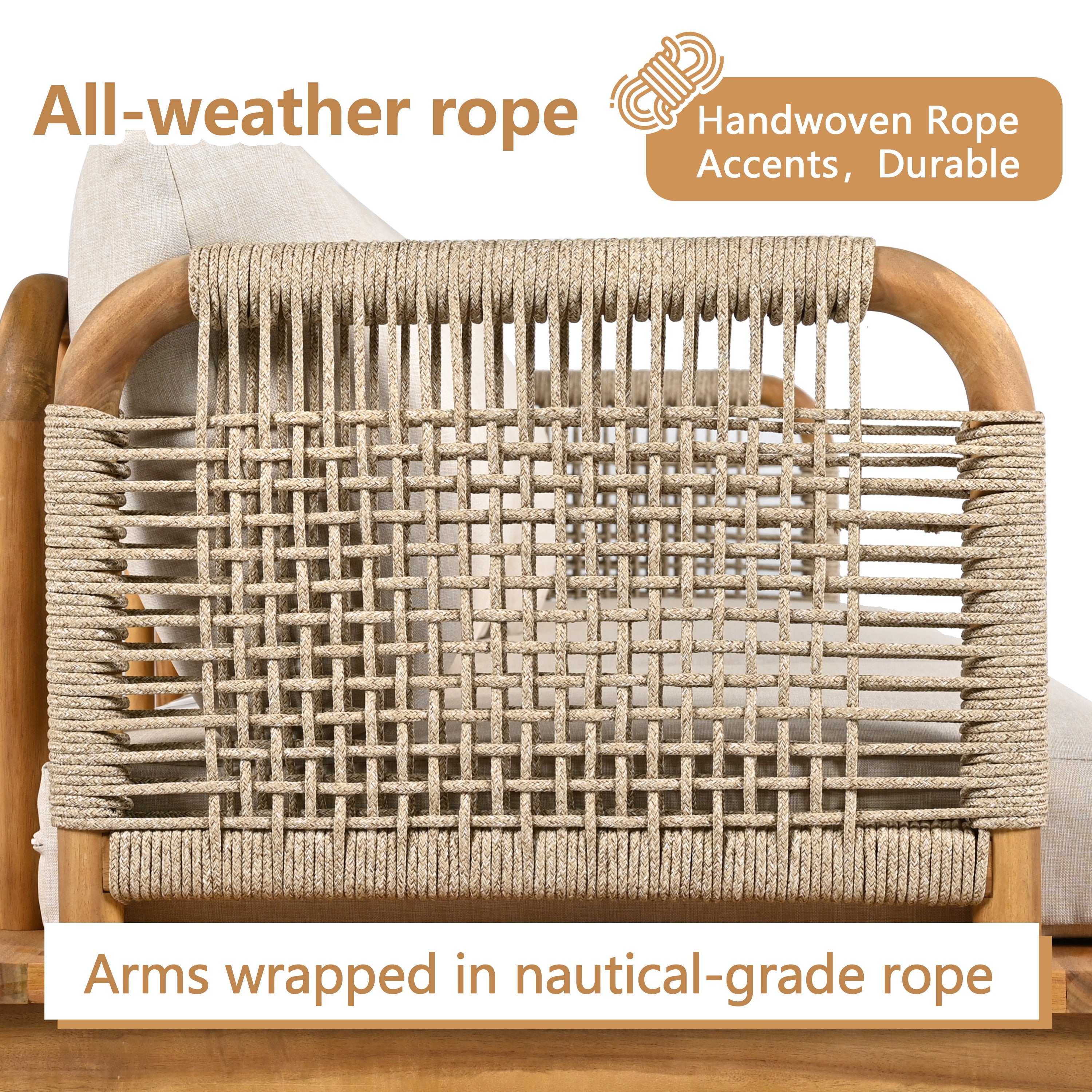 Outdoor Sofa Set Rope Detail 5-Piece