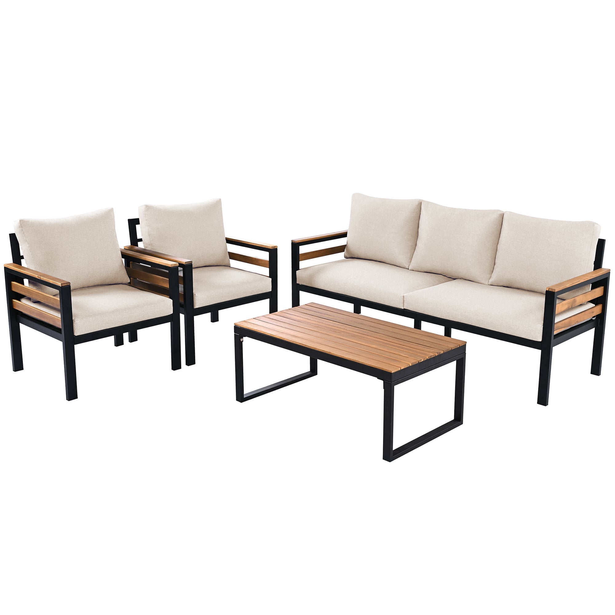 Go Outdoor Coffee Table Cushioned Seating - Beige