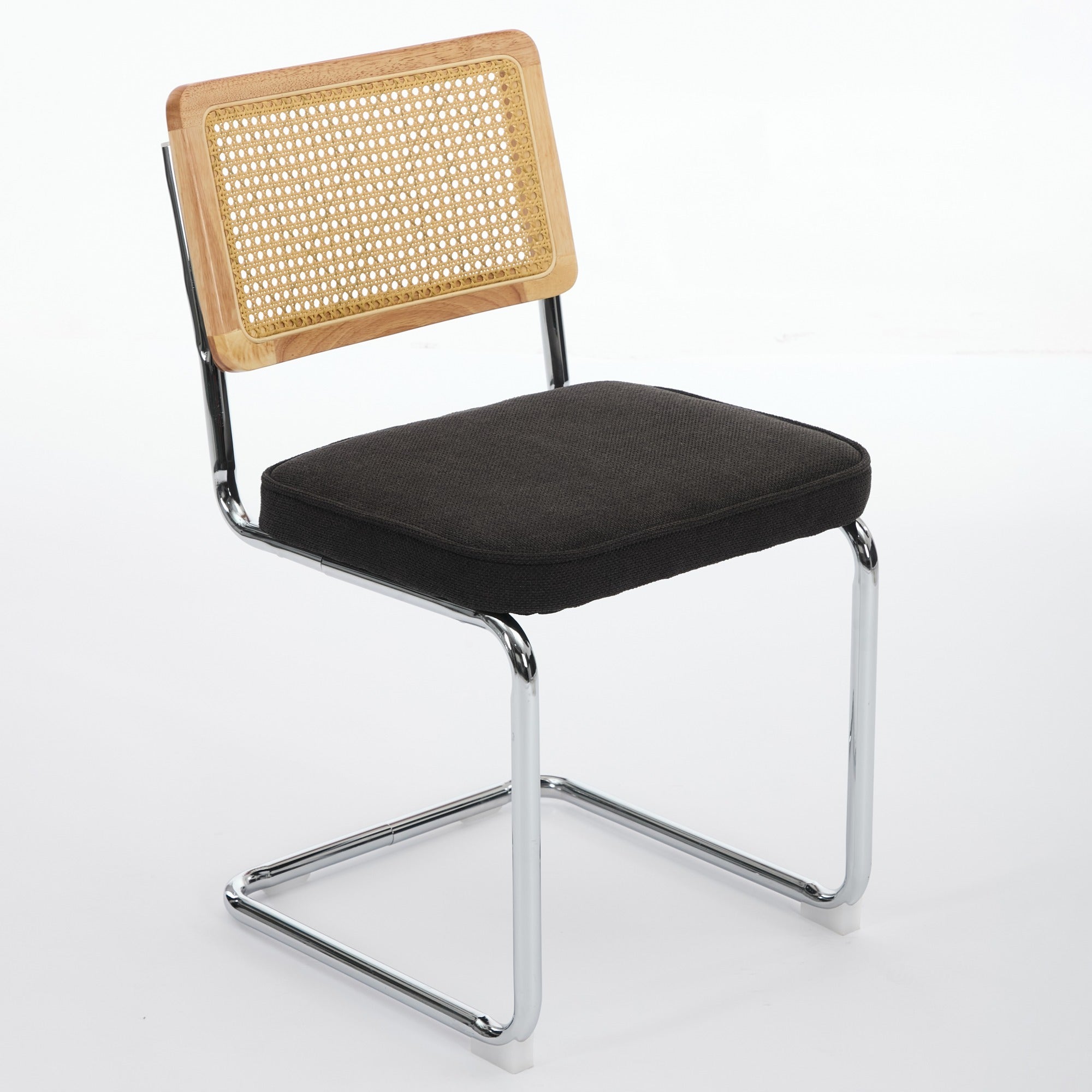 Carrollton Mid Century Modern Breuer Designed Dining Chairs with Natural Cane Back & Stainless Chrome Base - Set of 2