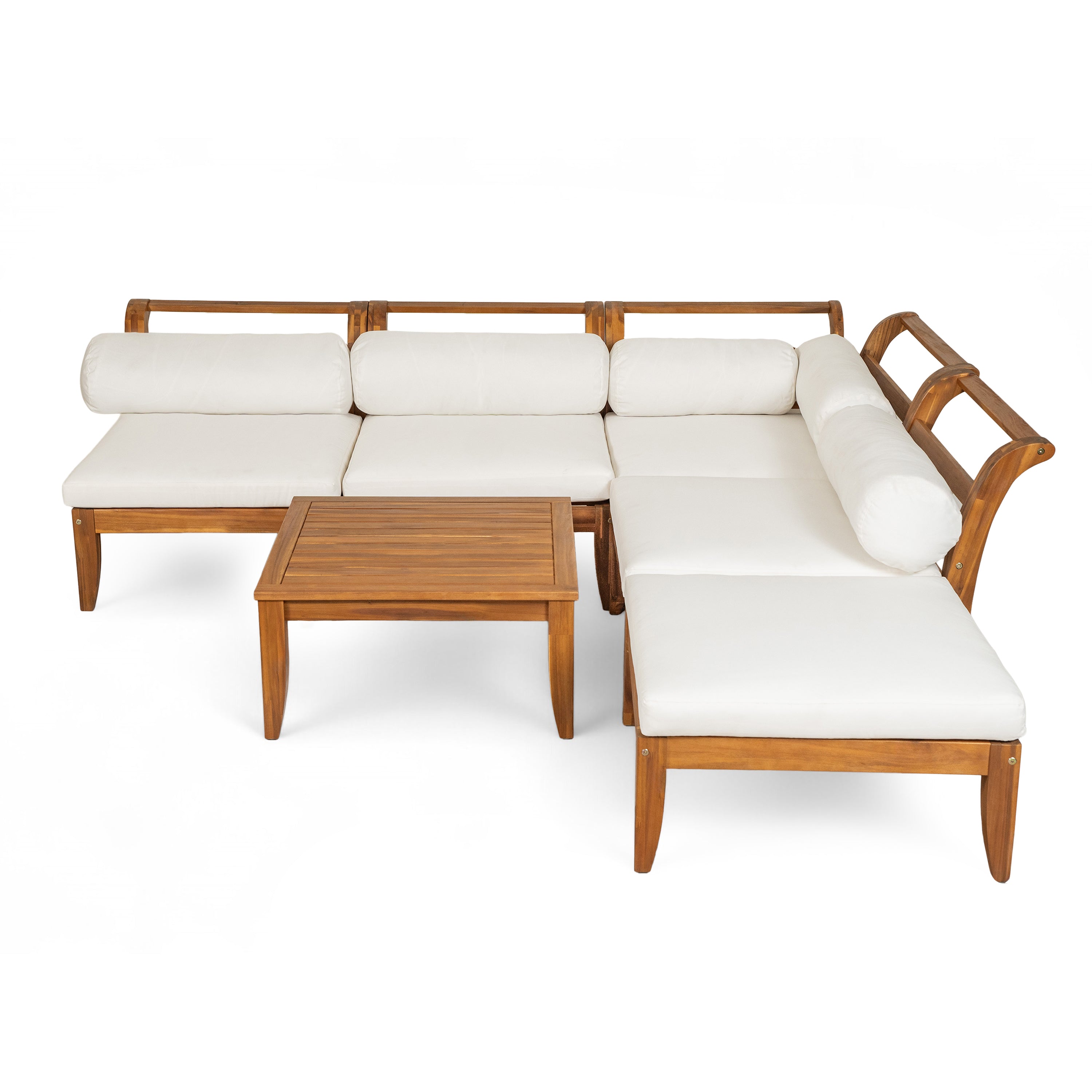 Topmax Outdoor L-Shaped Sectional Cushioned Seating - Beige