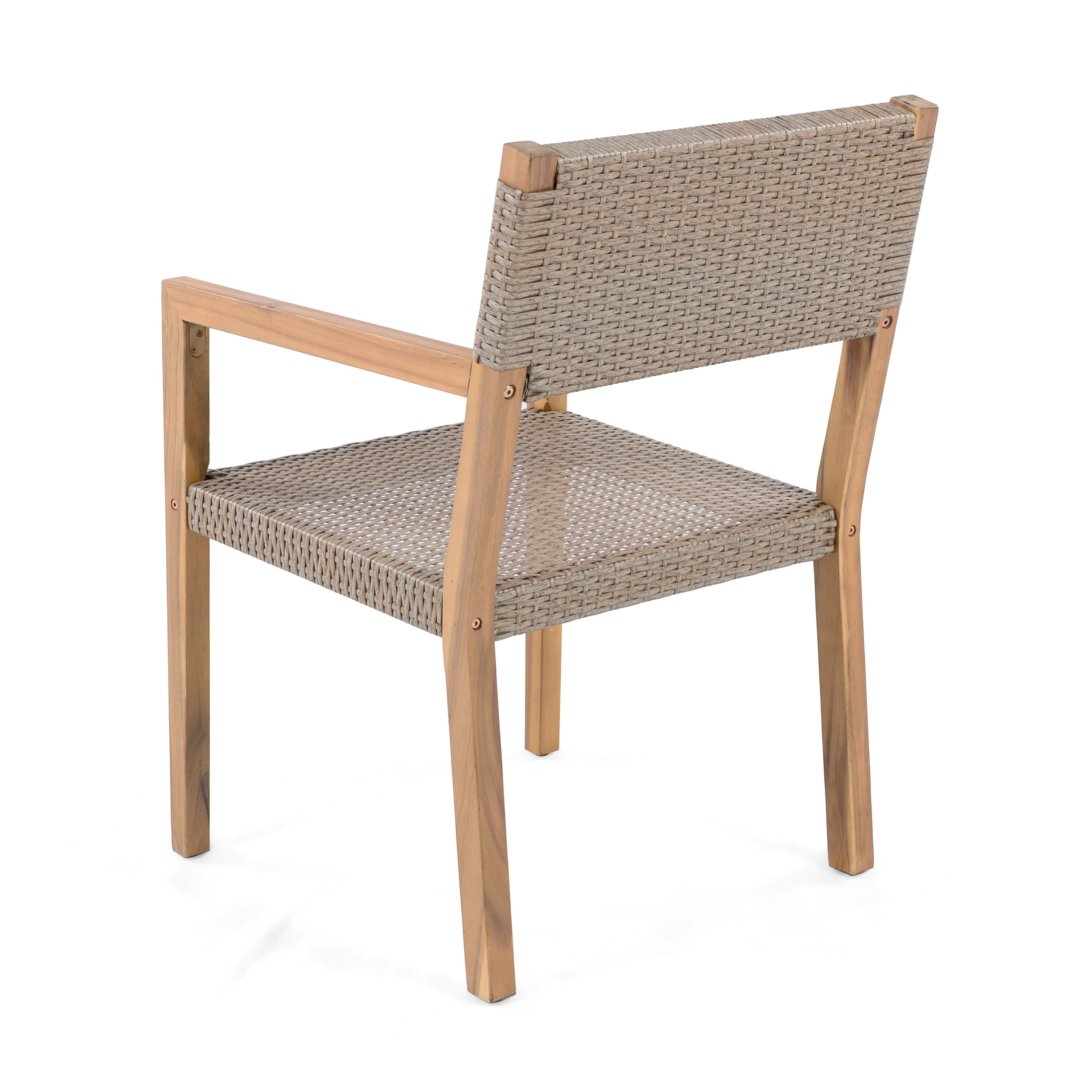 Outdoor Dining Chair Set Rattan Frame - Light Brown
