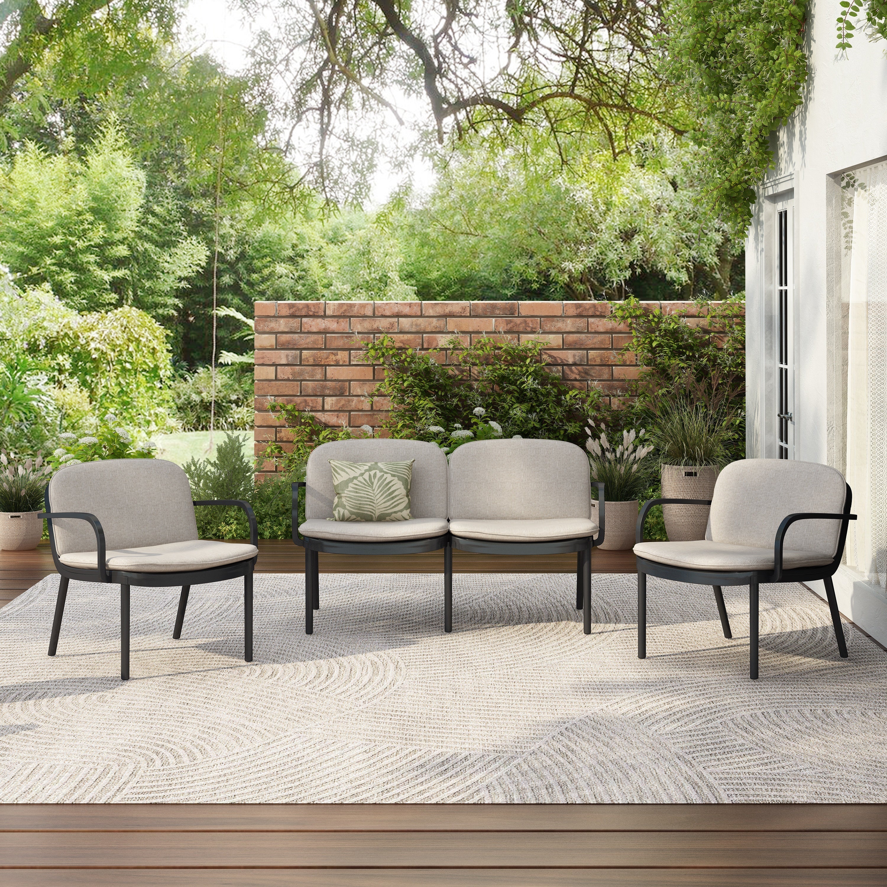 Luna Outdoor Loveseat Cushioned Seating - Beige