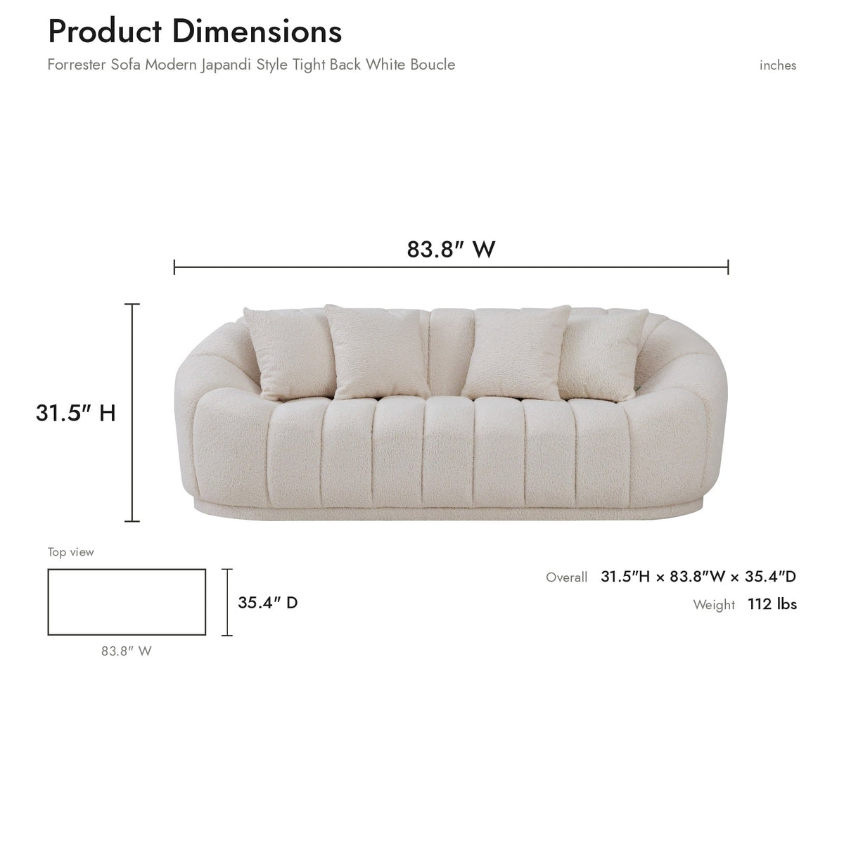 Product dimensions diagram