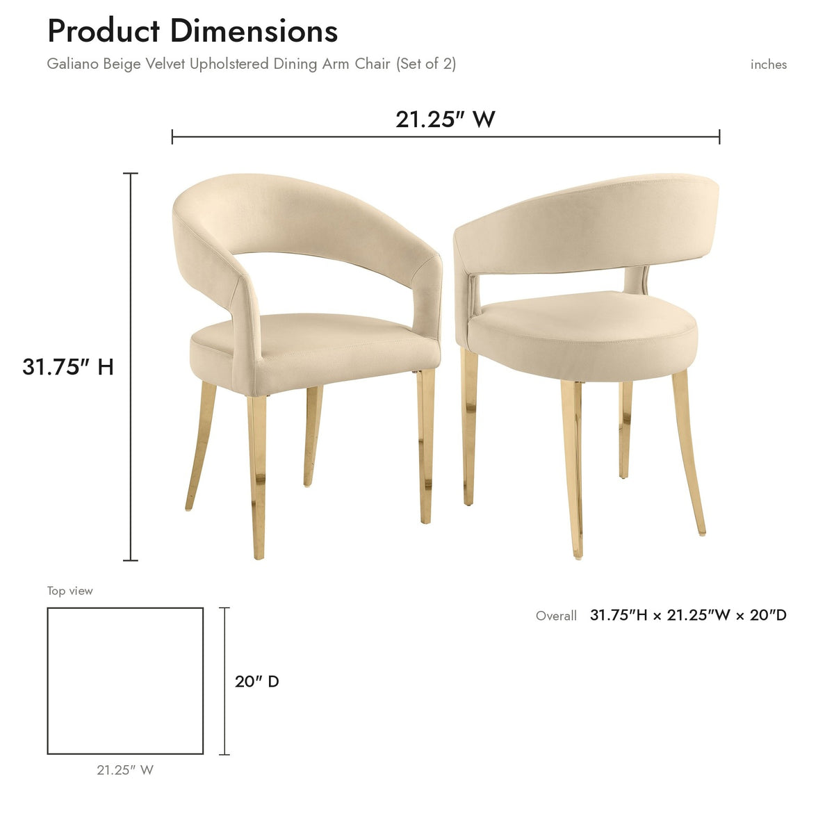 Product dimensions diagram