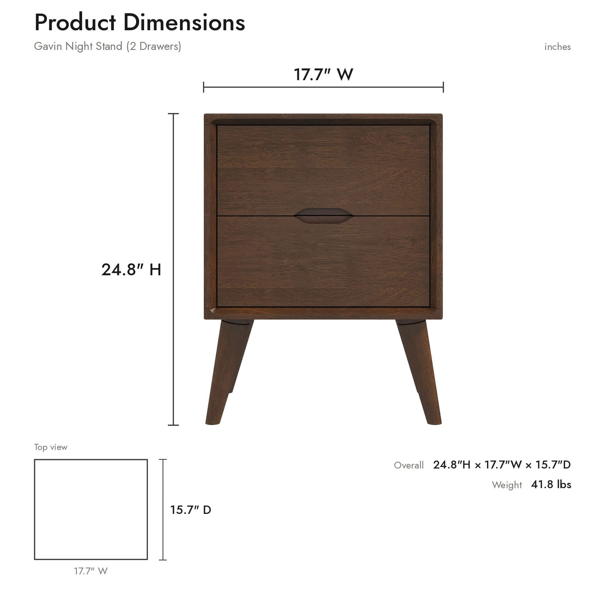 Product dimensions diagram