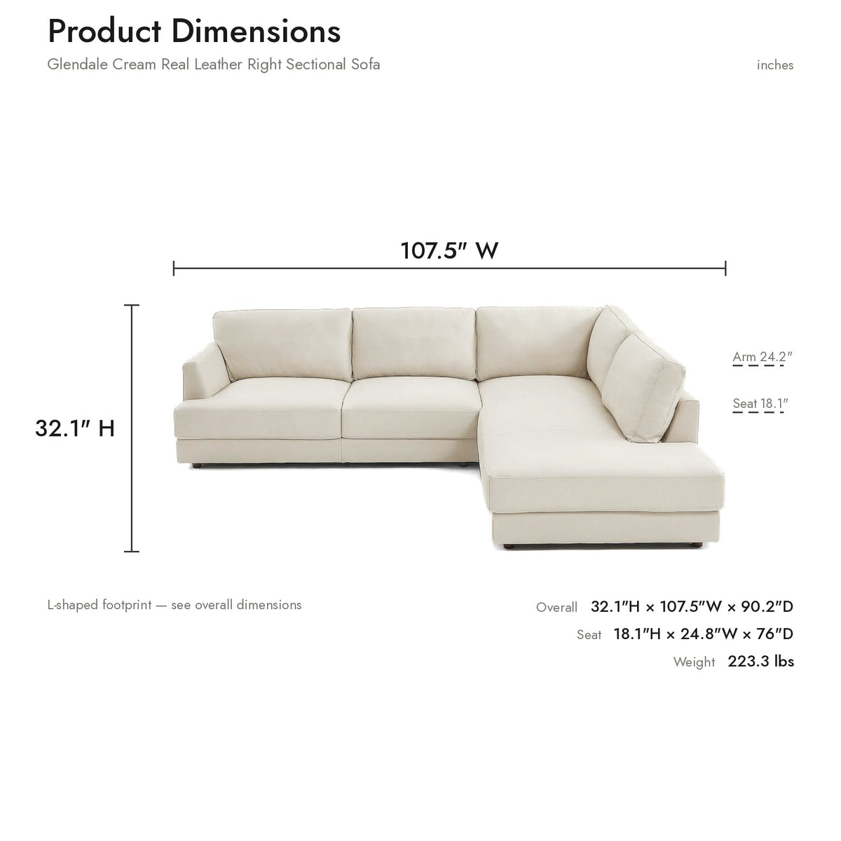 Product dimensions diagram