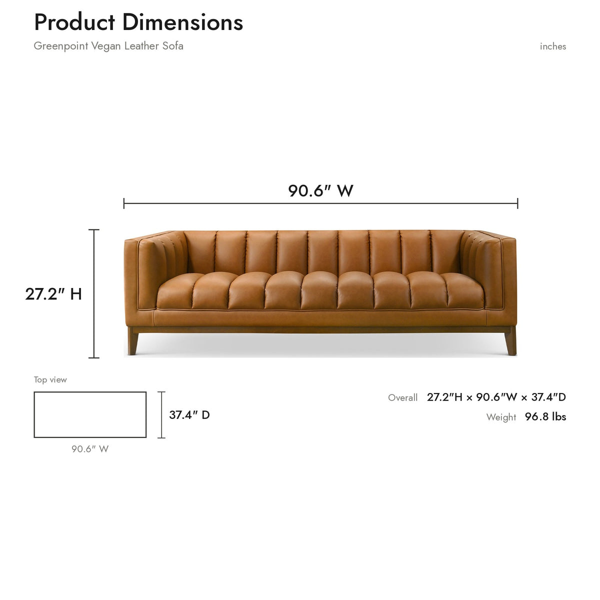 Product dimensions diagram